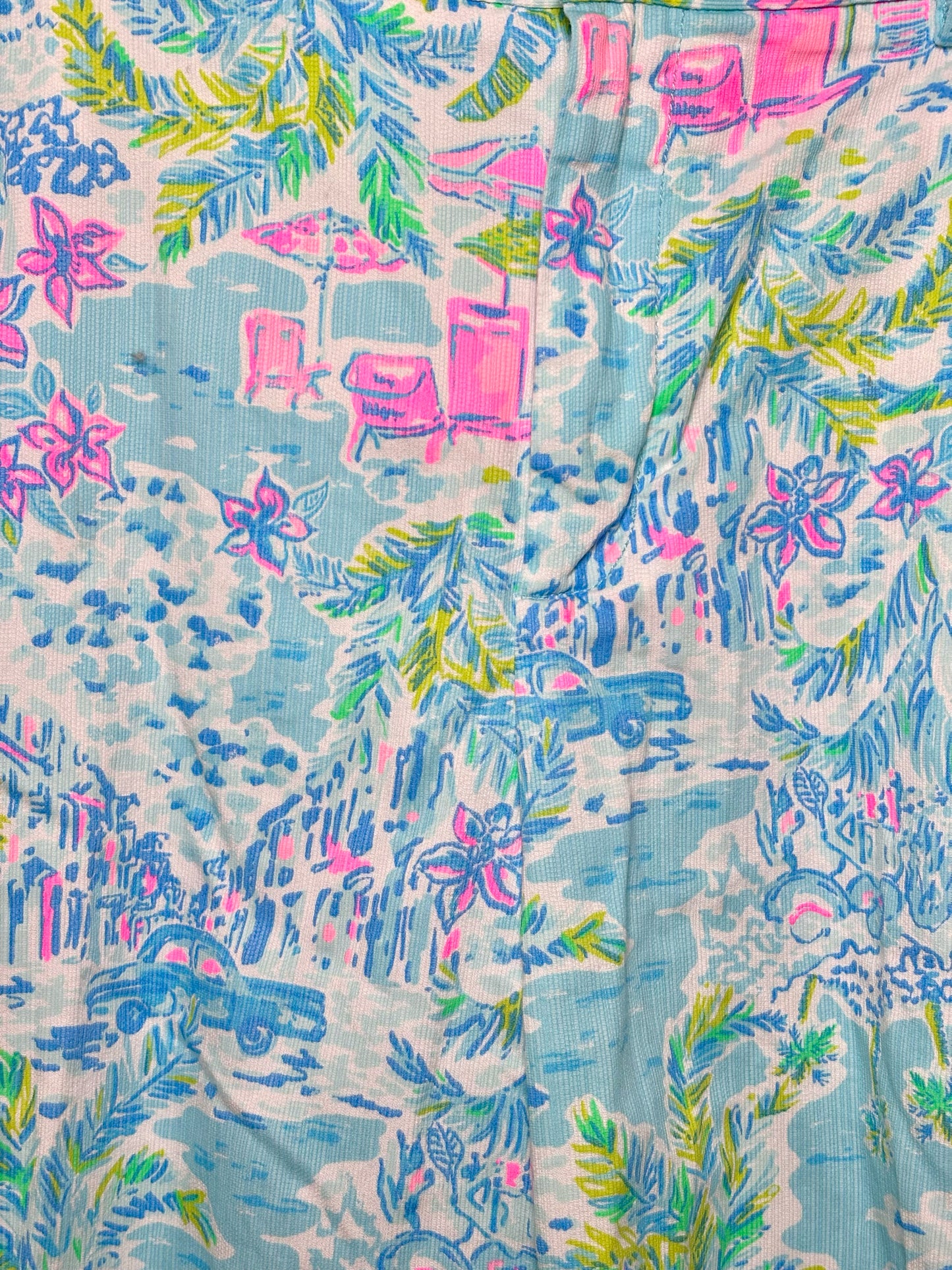 Lilly Pulitzer Turquoise, Pink, Blue Cotton Tropical Men's XXL Shorts