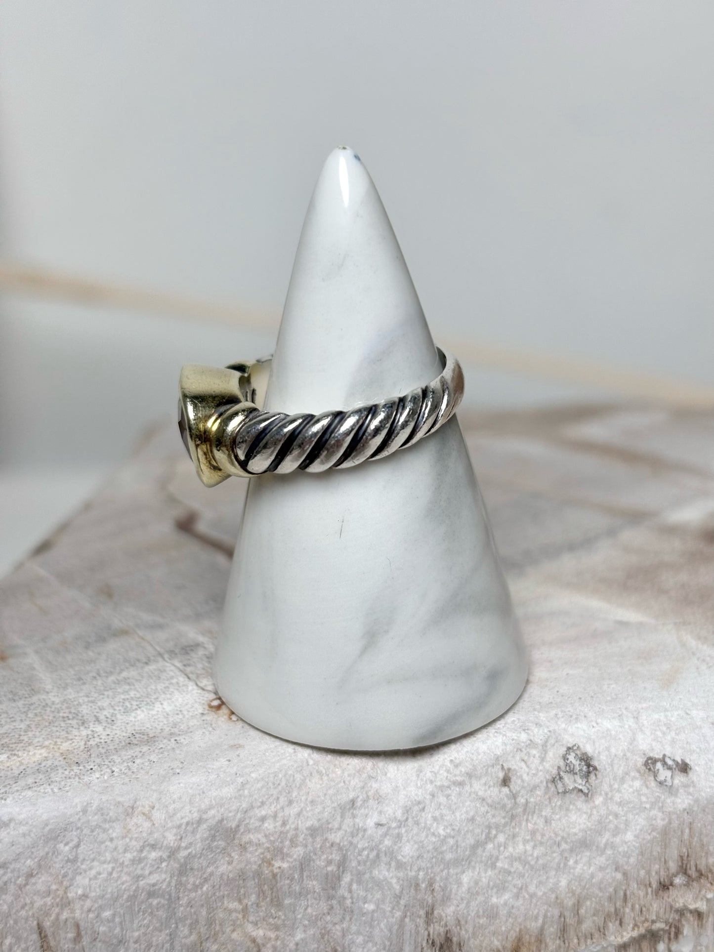 David Yurman Amethyst 14K Gold, Silver Noblesse Sz 7 Ring