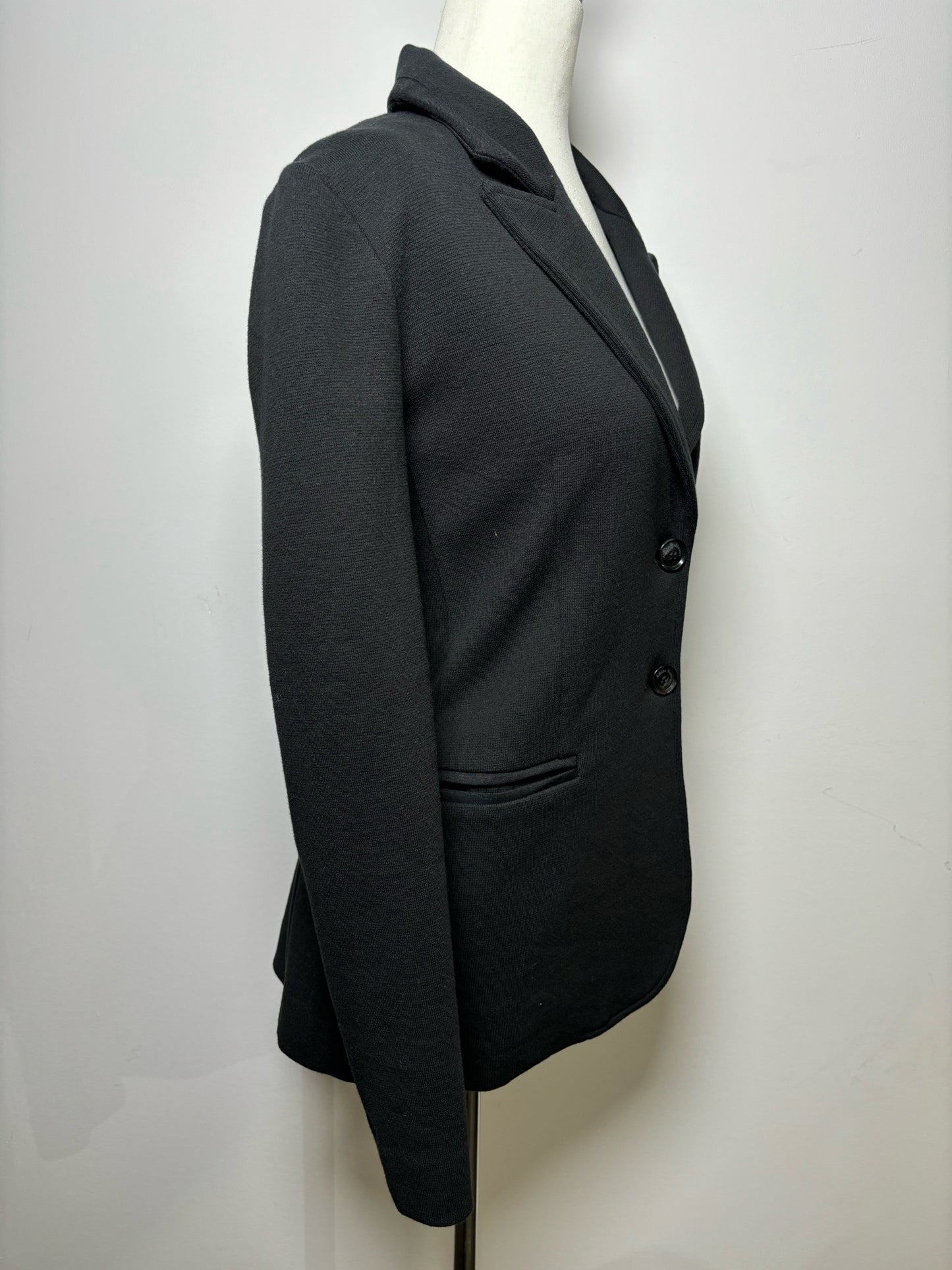 Women Size M Amina Rubinacci Black Solid Wool Coat