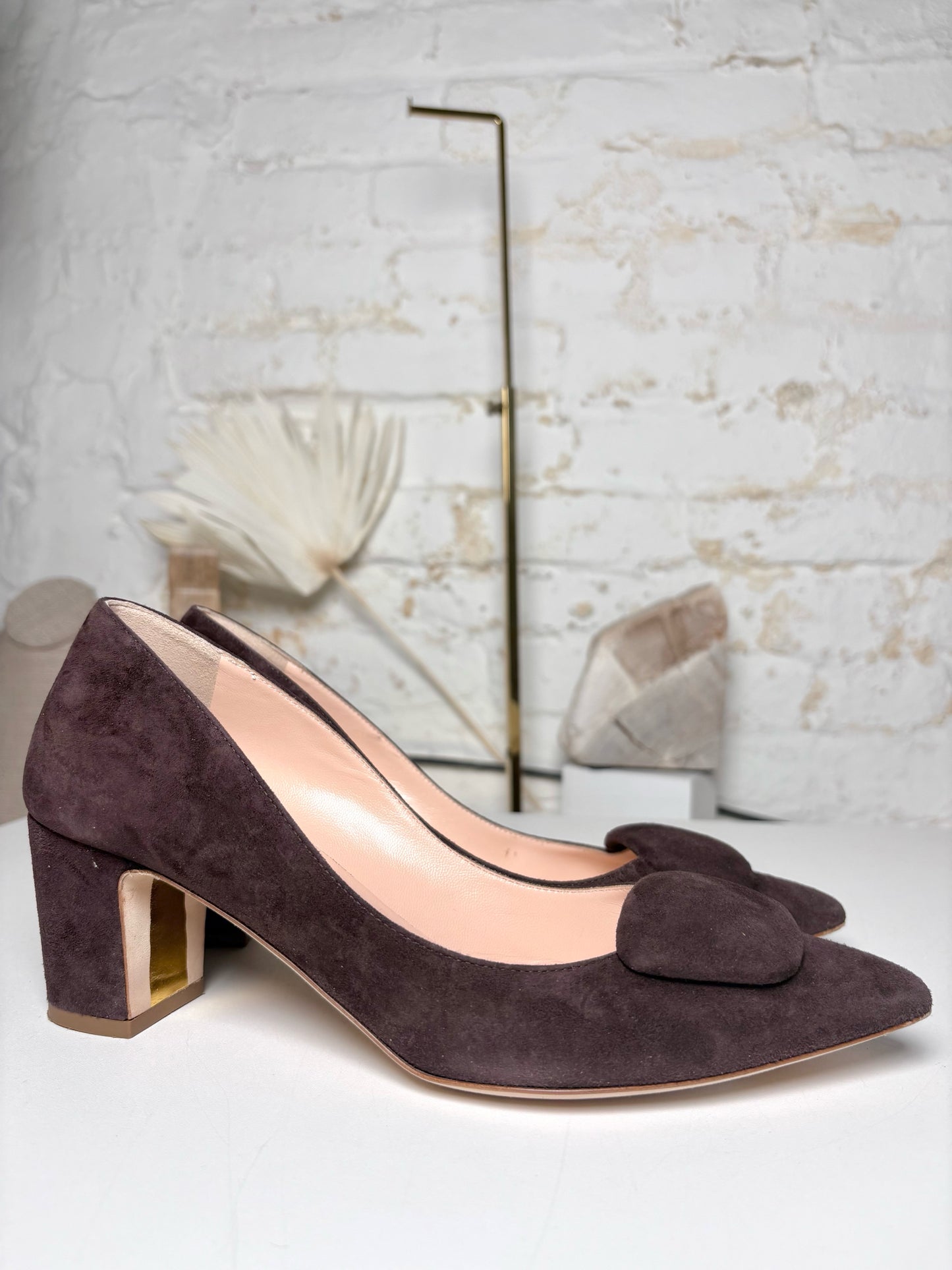 W Shoe Size 38.5 Rupert Sanderson Dark Brown Suede Pre-owned Pump
