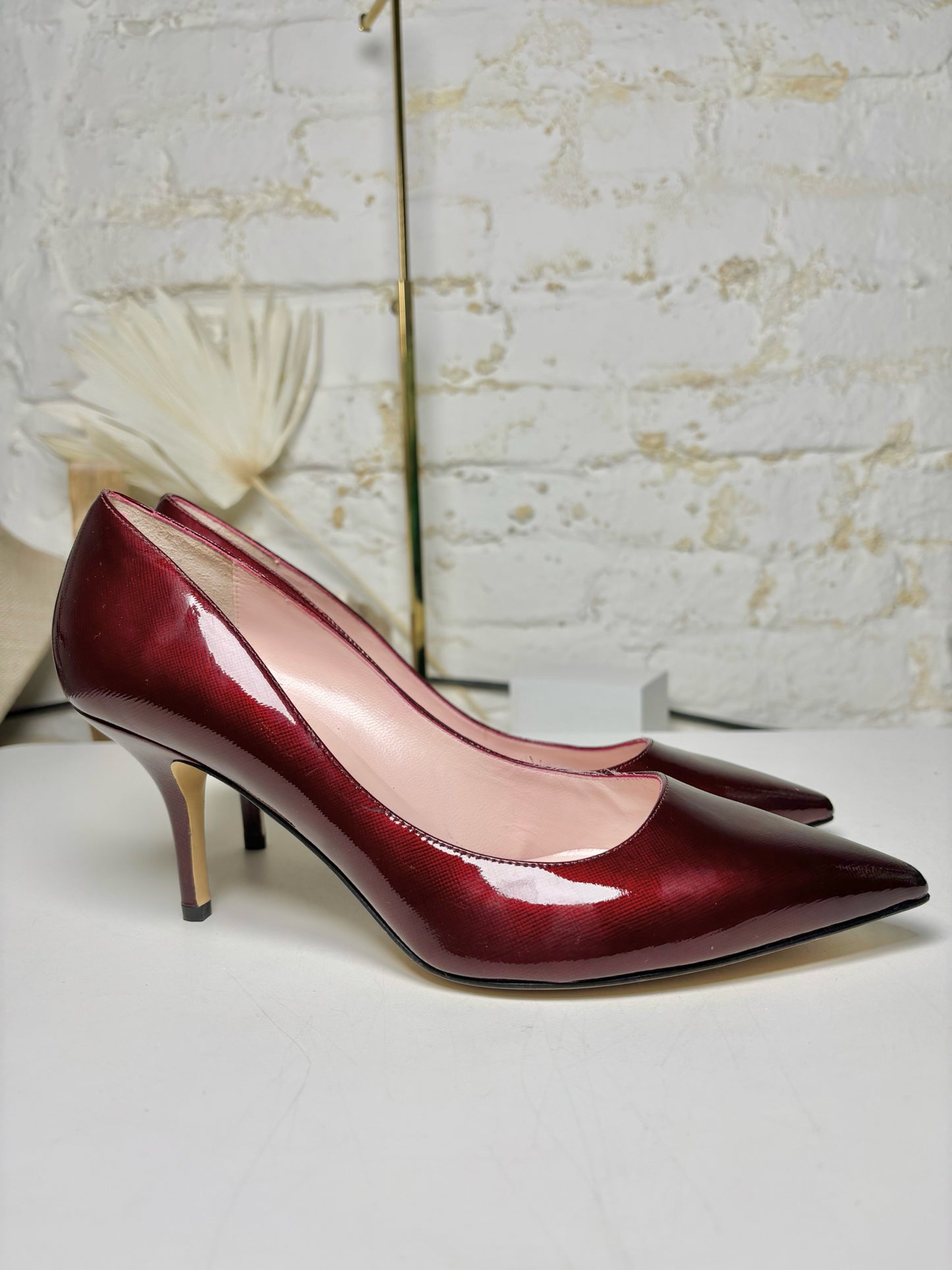 W Shoe Size 8.5 Kate Spade New York Wine Leather Patent NWOT Heels