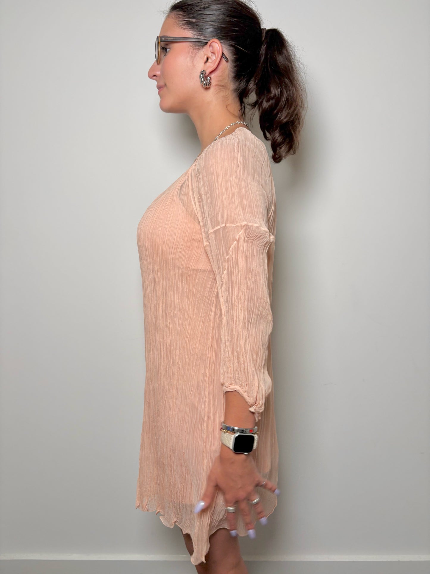 Women Size M Noon by Noor Peach Solid Polyester Dress