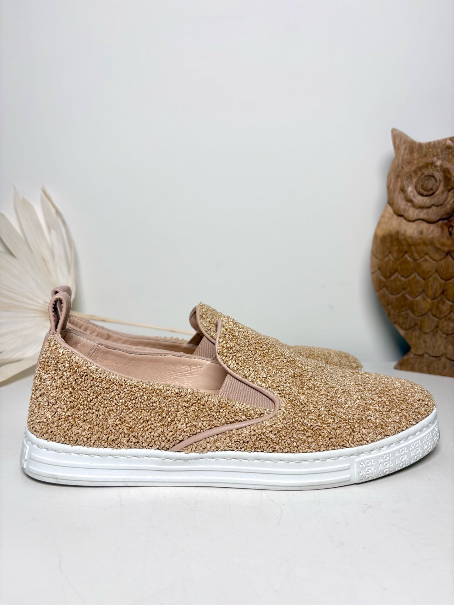 W Shoe Size 36 (5.5/6 US) AGL Tan Fabric Sneakers