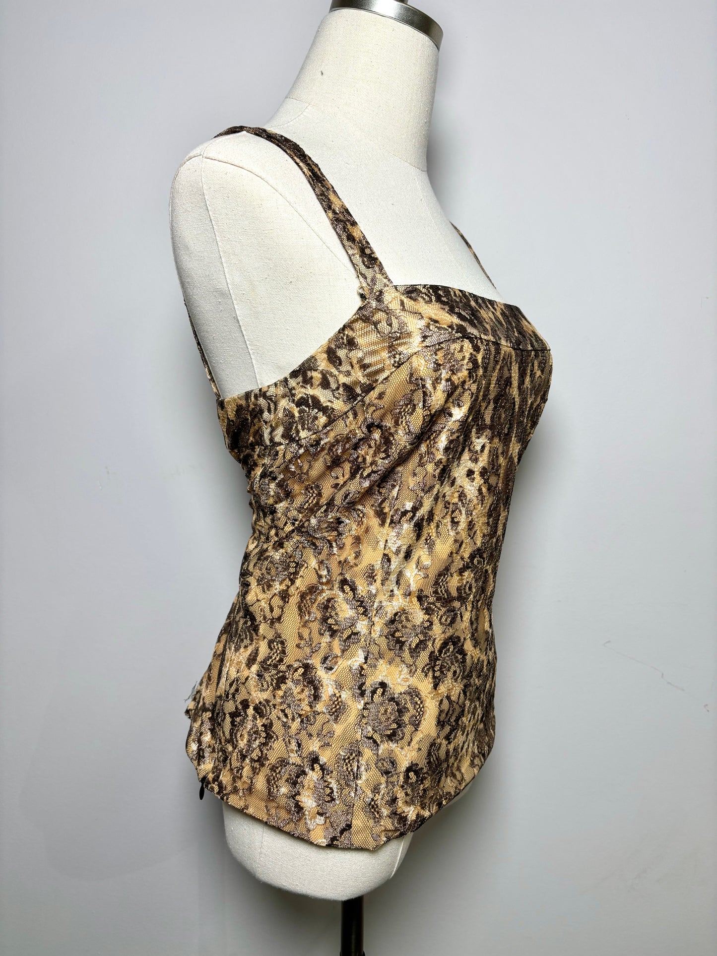 Women Size 6 Dana Buchman Gold Lace Viscose Blouse