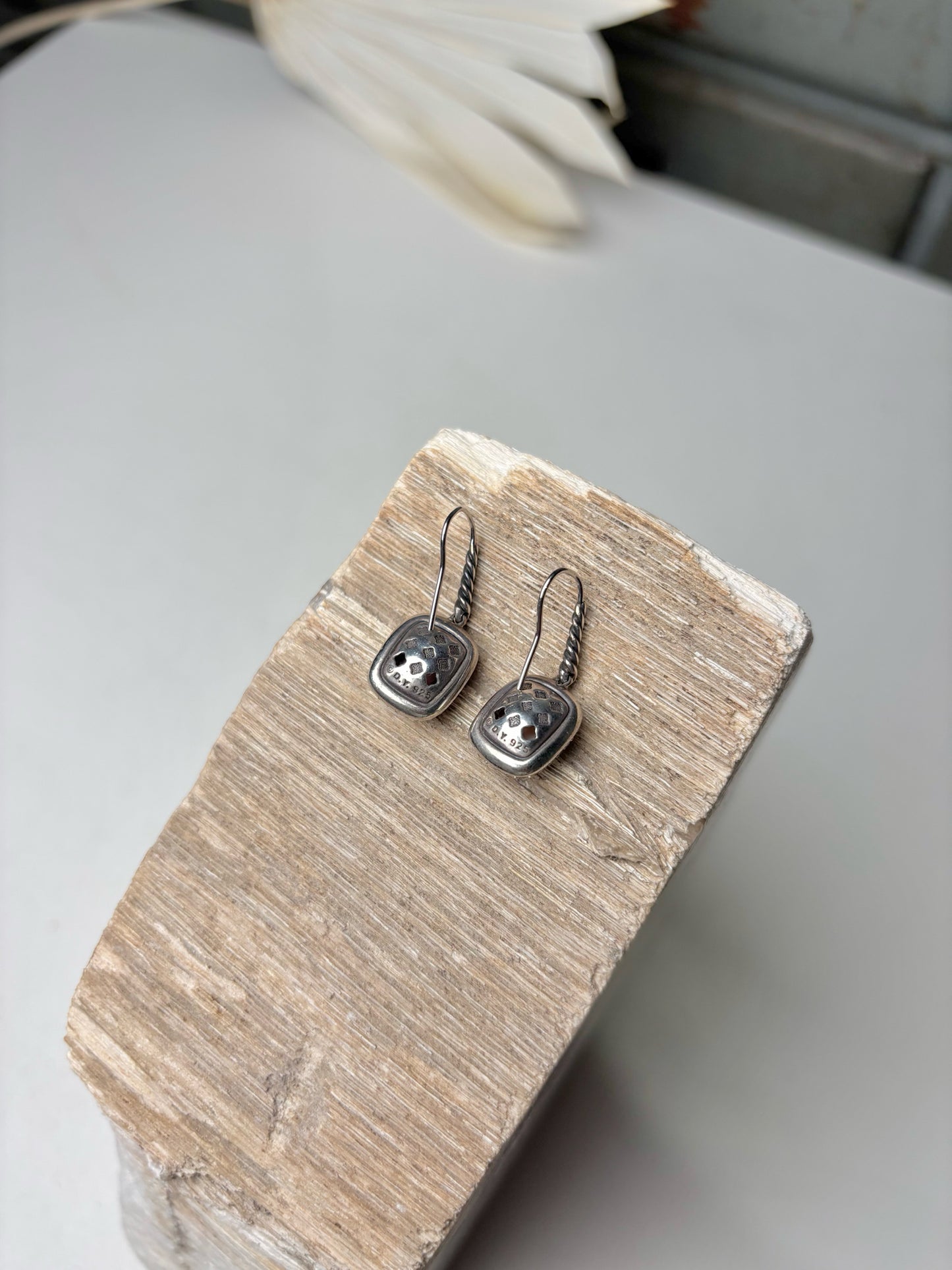 David Yurman Mother of Pearl, Pave' Diamonds Sterling Silver Earrings