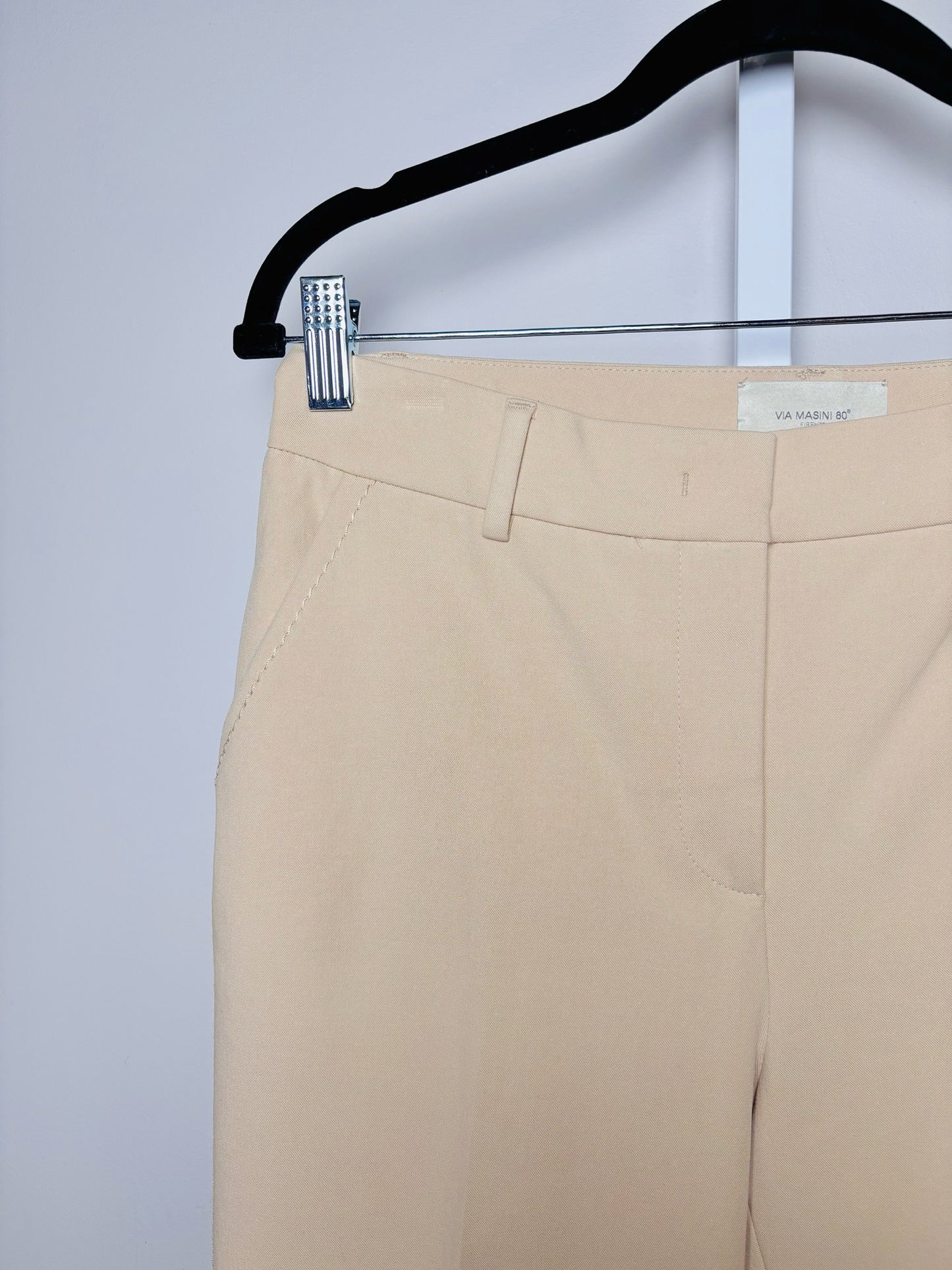 Women Size 42 Via Masini 80 Khaki Solid Pants