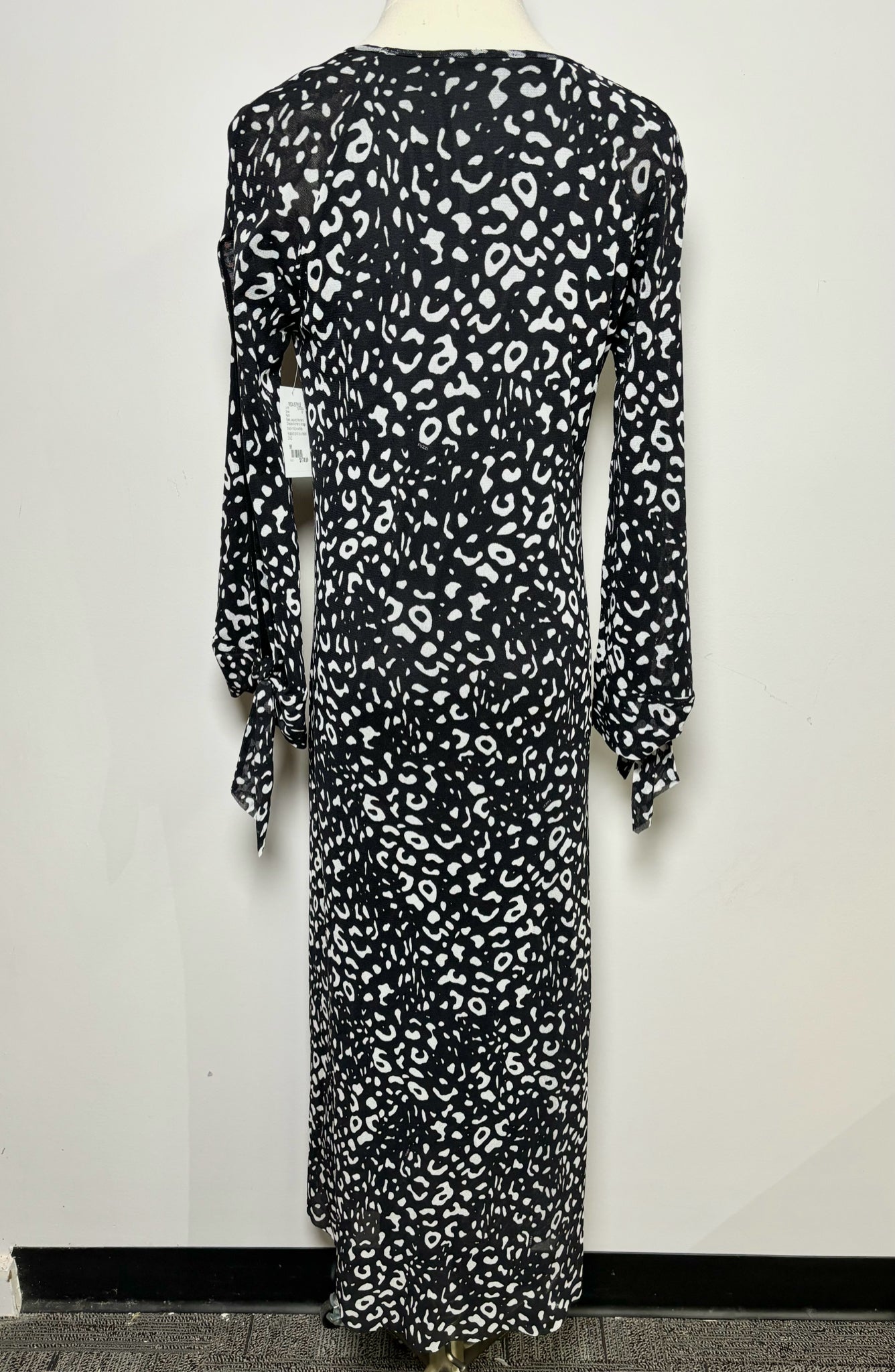 Women Size M Fuzzi Black Leopard Spots Polyester Blend Dress