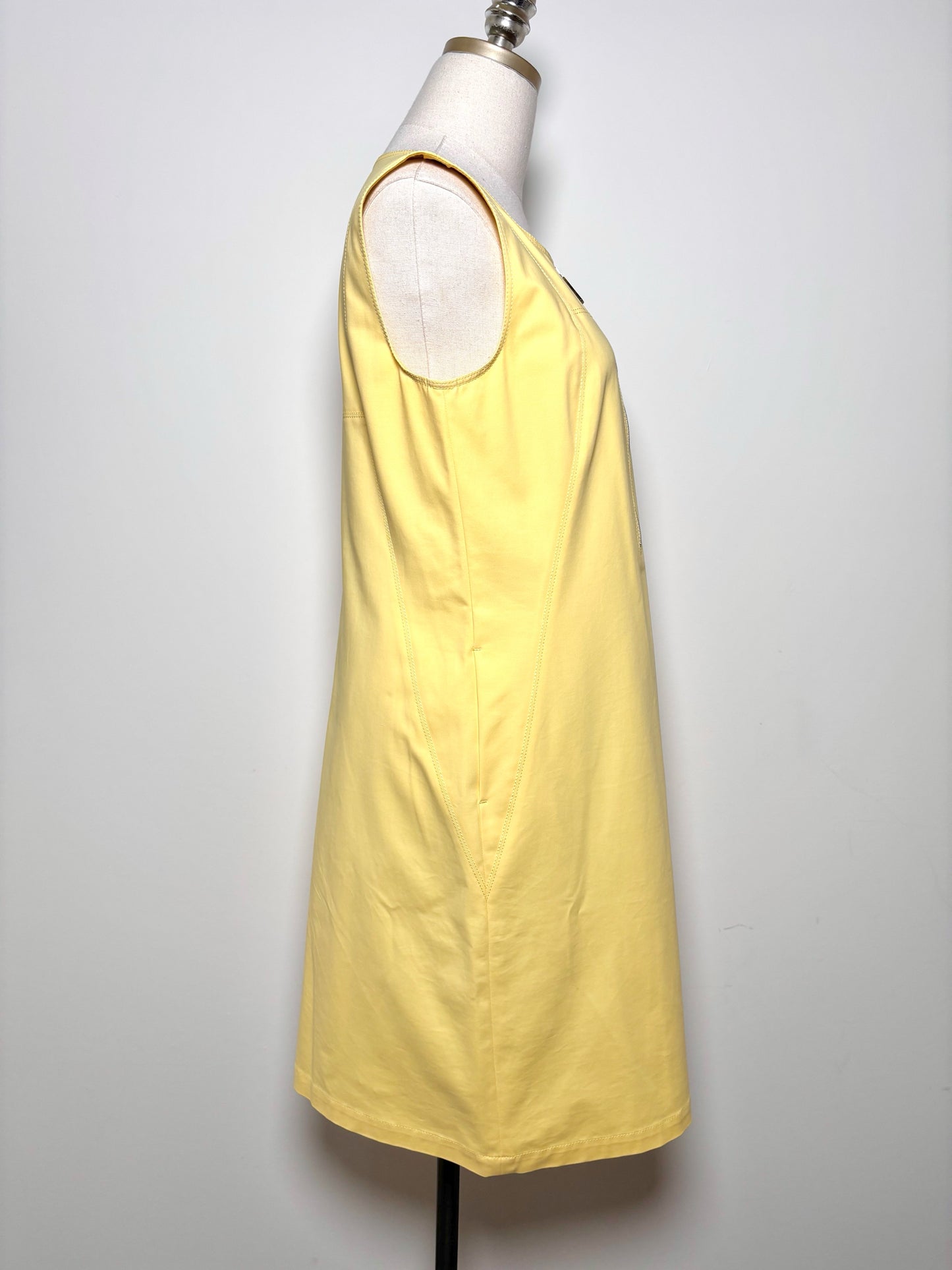 Women Size 8 Lafayette 148 Yellow Solid Cotton, Polyamide, Elastane Dress