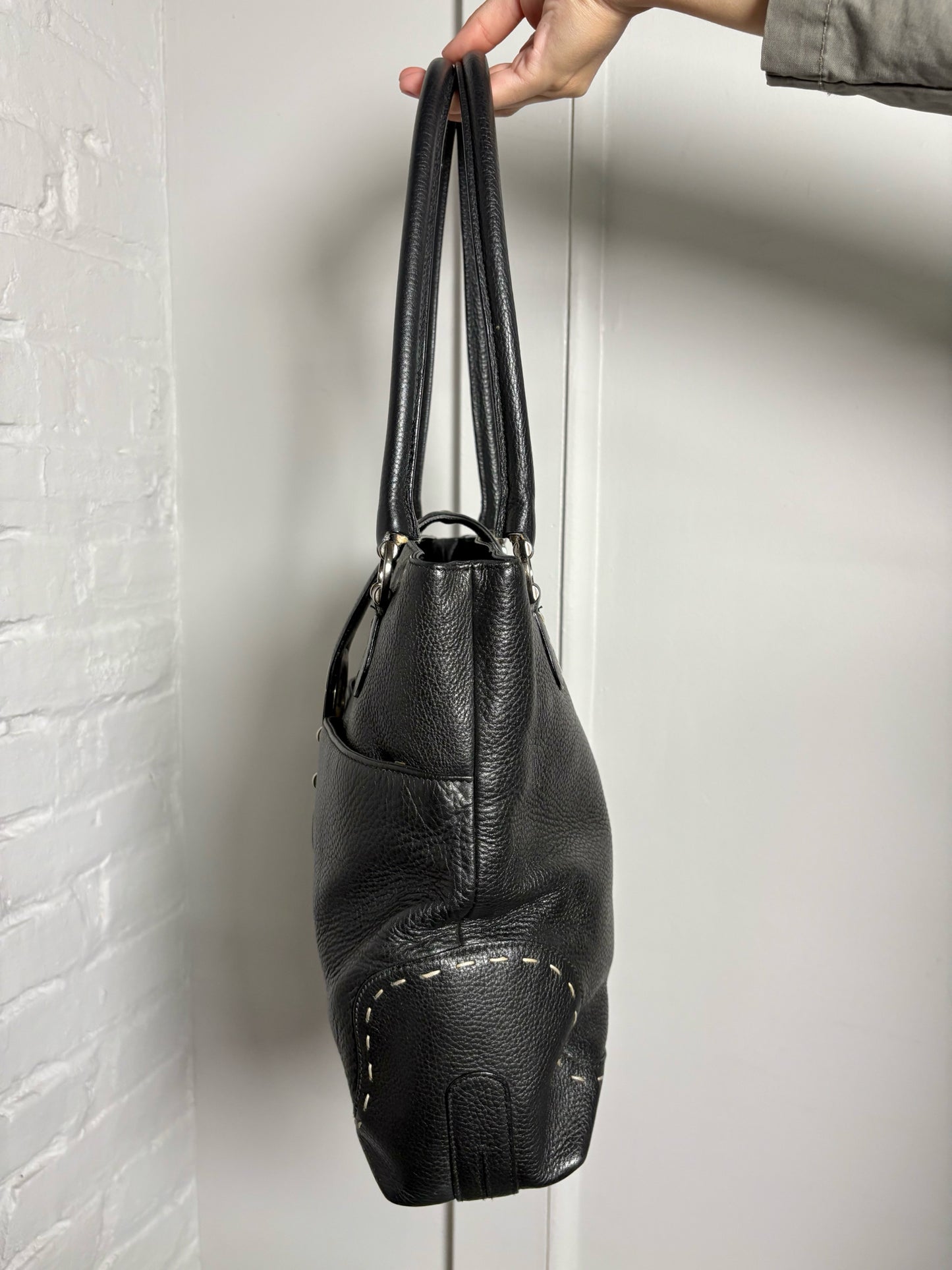 Escada Solid Leather Black Cowhide Purse