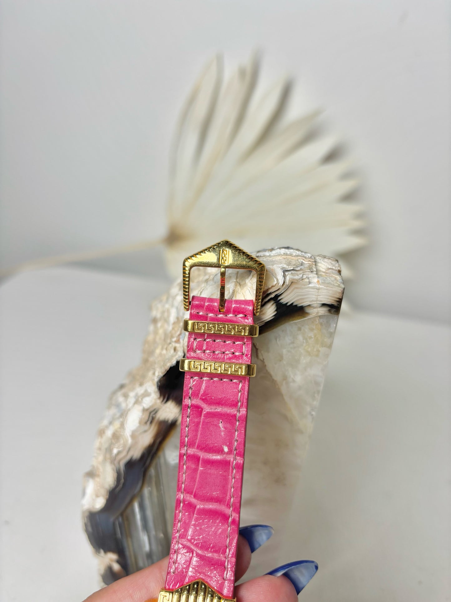 Leather & Gold Gianni Versace Gold Plated Pre-owned Watch