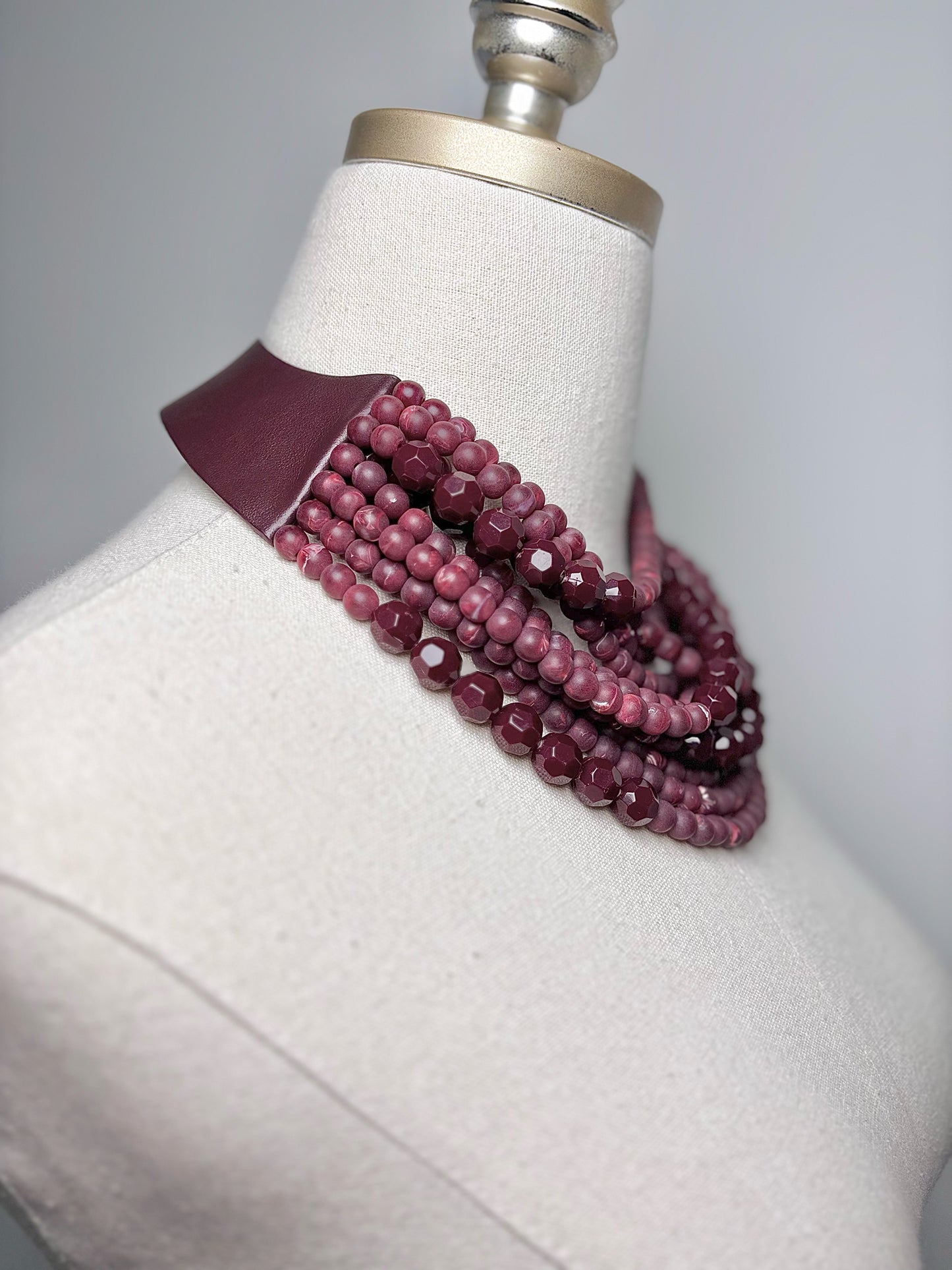 Burgundy Leather, Beads Fairchild Baldwin Beads Necklace