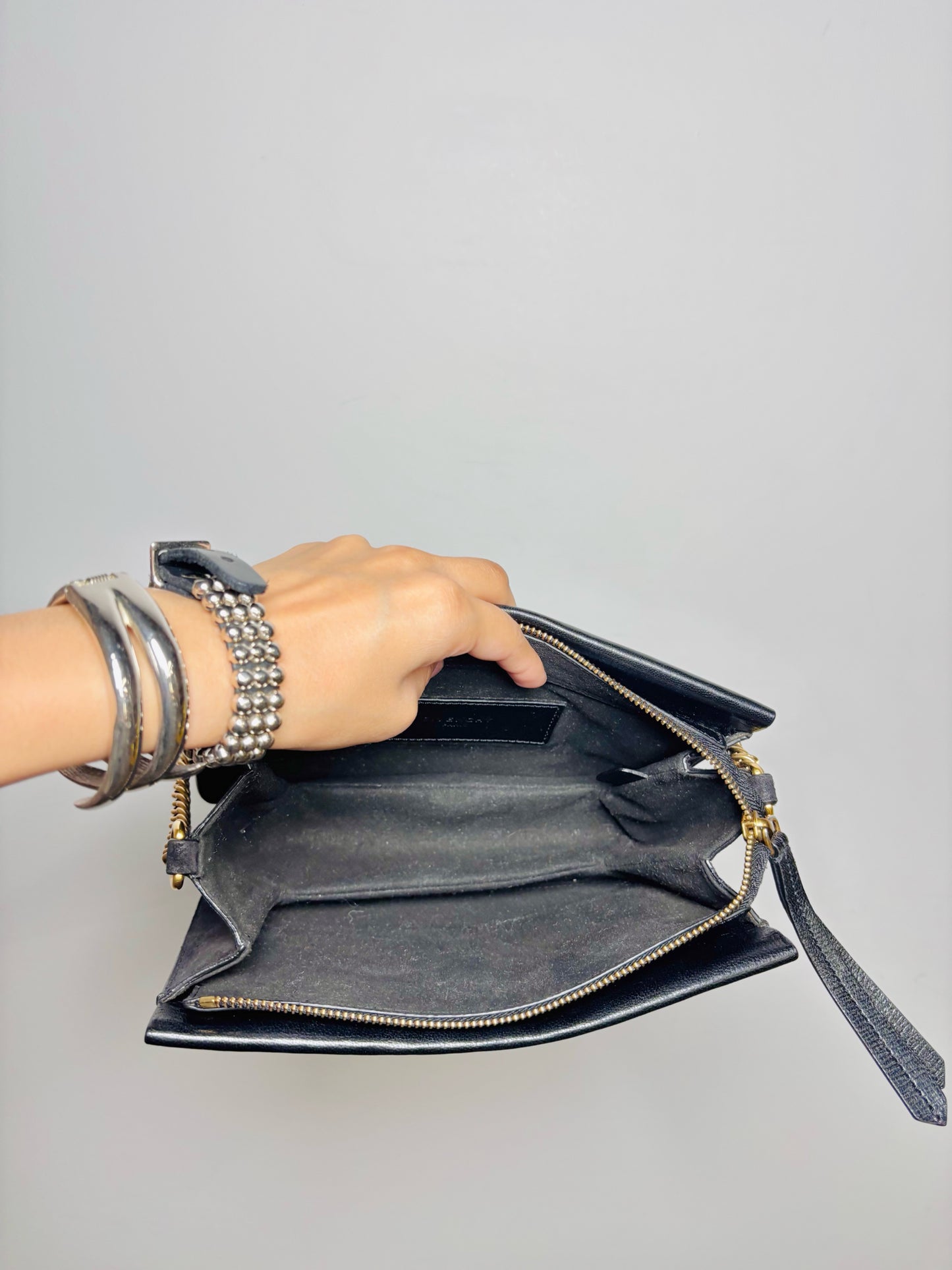 Givenchy Solid Leather Black Goatskin 3 Crossbody Purse