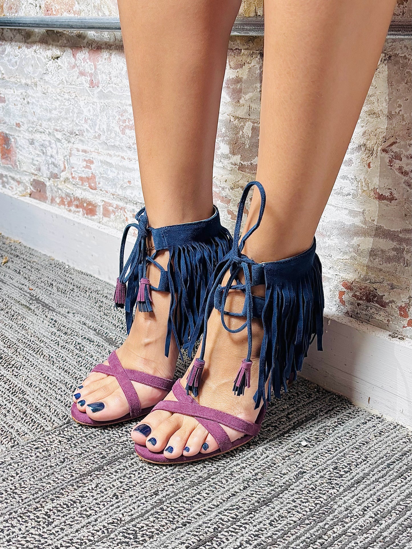 W Shoe Size 39 Boden Purple Suede Heels