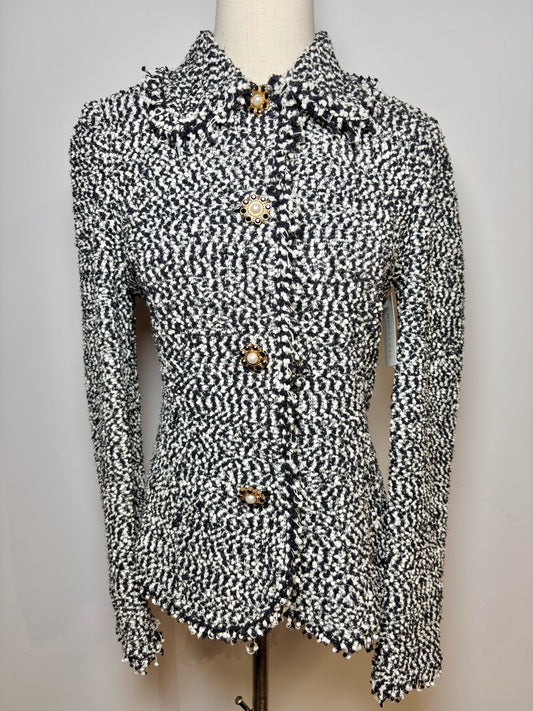Women Size M St. John Multi-Color Boucle Wool Jacket