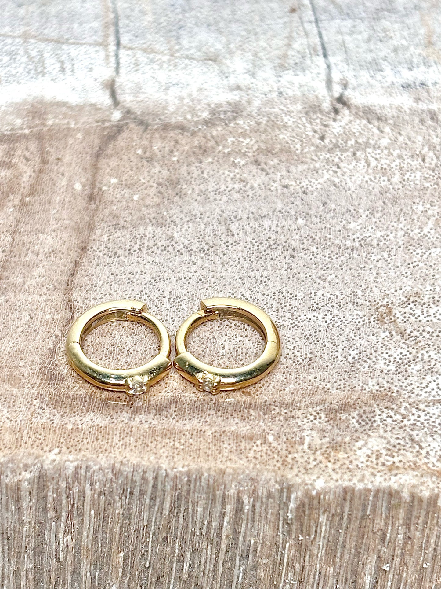 Gorjana Diamond Solitaire 14K Gold Huggie Earrings