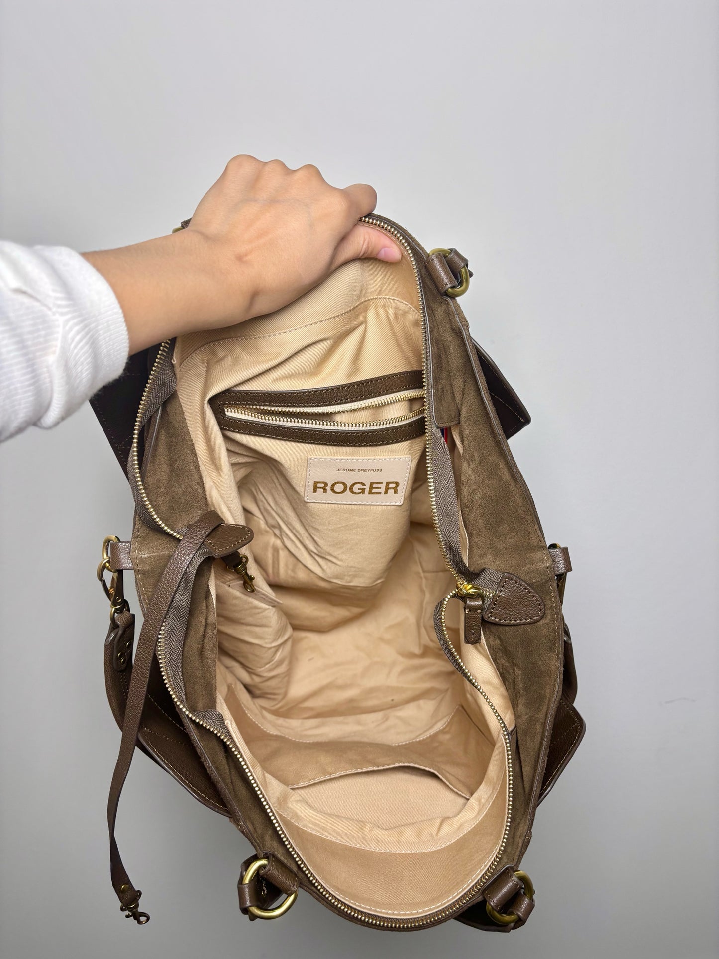 Jerome Dreyfuss Suede, Leather Roger Solid Tote/Crossbody Bag
