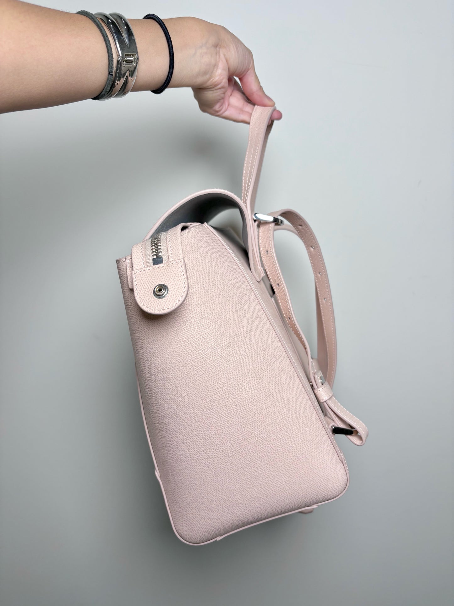 NWOT Blush Pink Pebble Grain Leather Maestra Backpack/Crossbody Purse