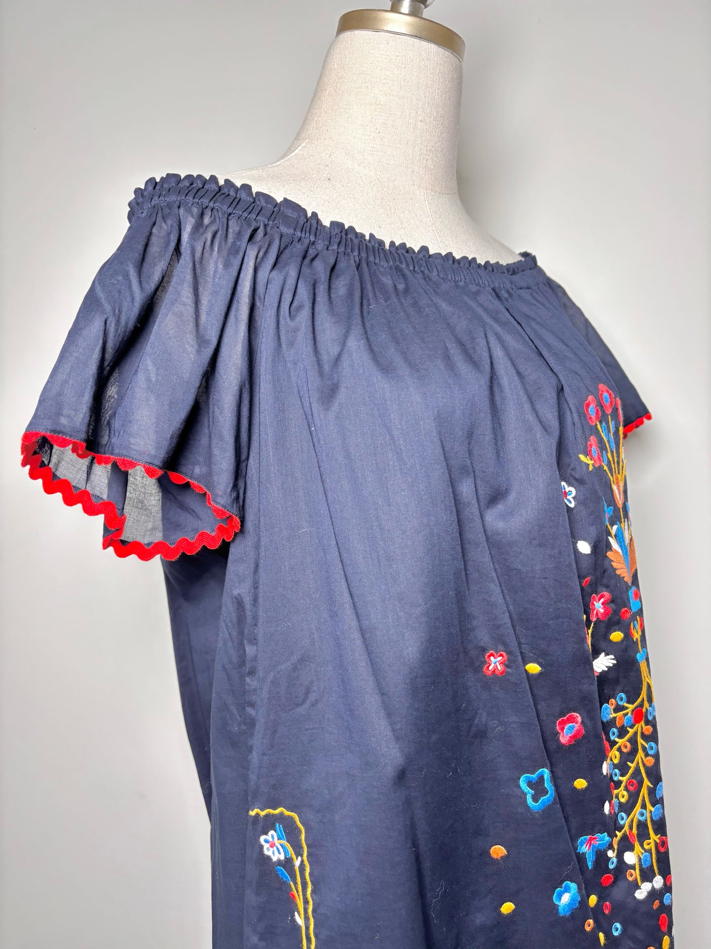 Women Size S/P Tory Burch Blue Embroidered Cotton NWT Dress