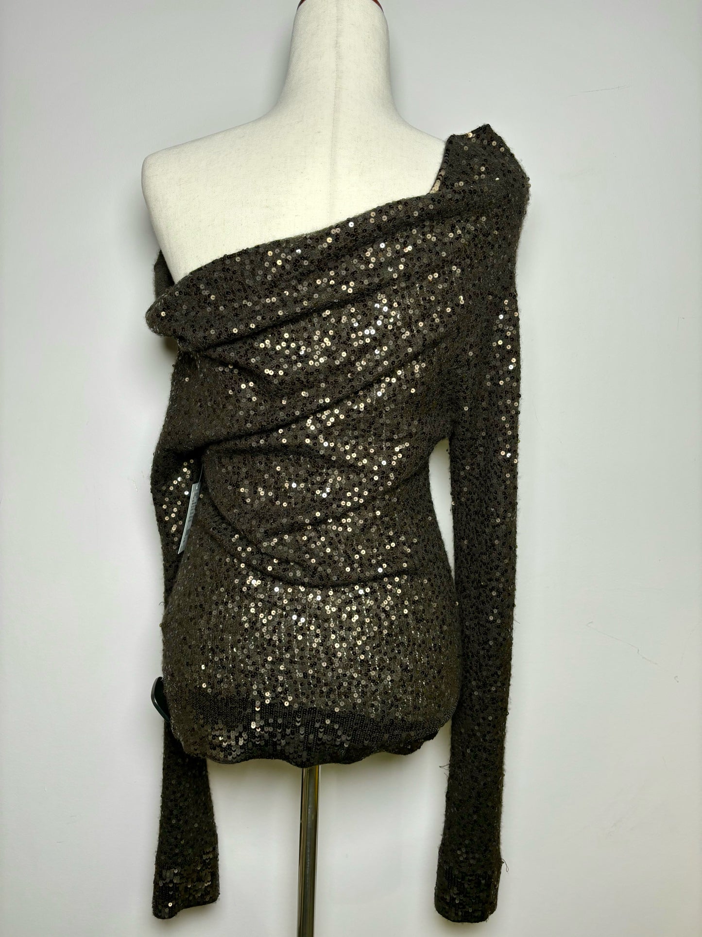 Women Size S Donna Karan Collection Brown Sequins Cashmere Sweater