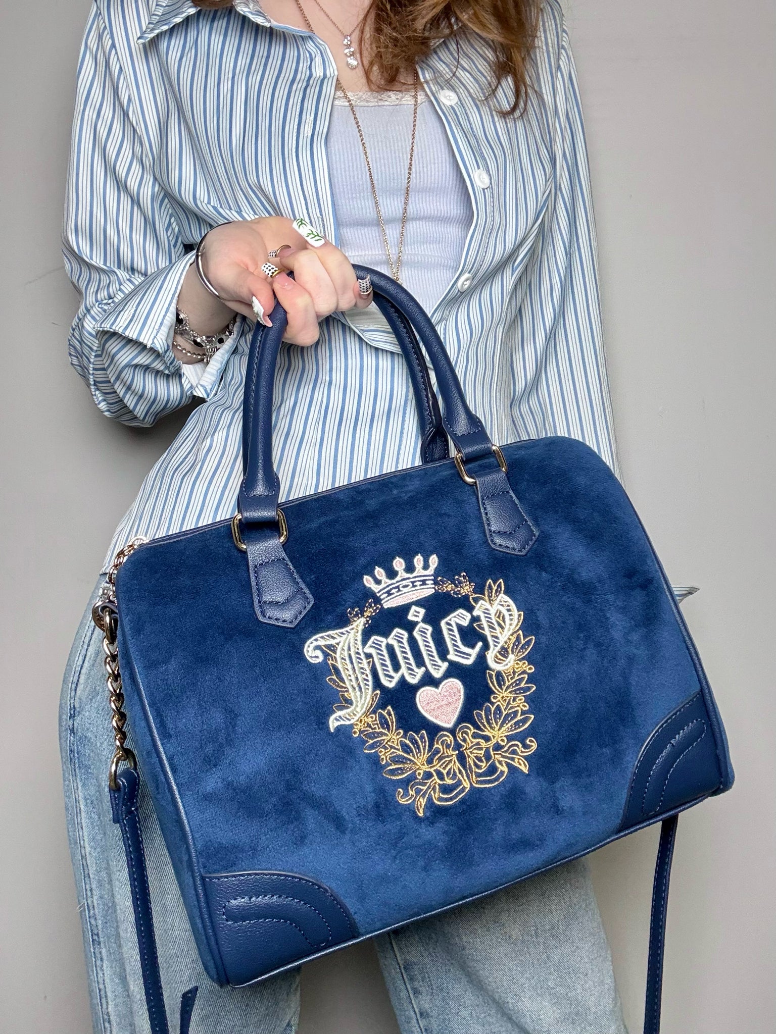 Y2K Juicy Couture Blue Logo Vintage Heritage Satchel Iconic Logo