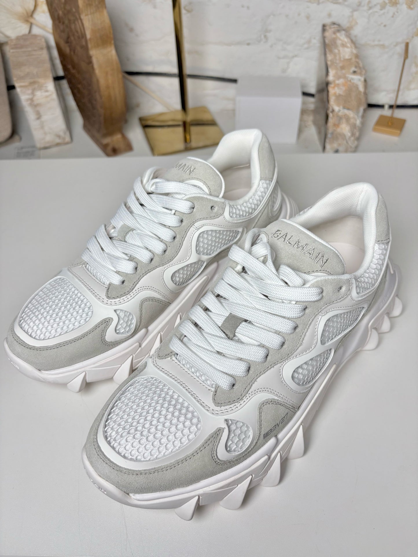 W Shoe Size 39 (8.5 US) Balmain B-eastWhite Leather NWT Sneakers