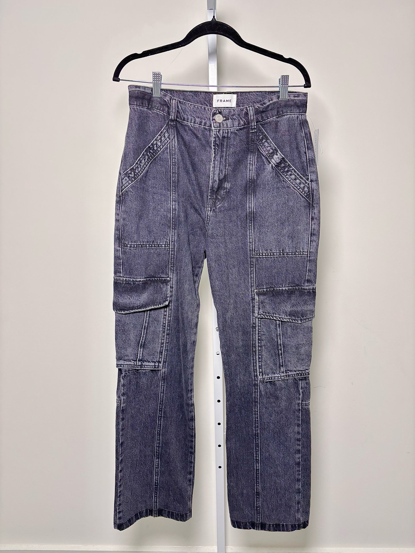 Women Size 28 Frame Black Solid Cotton Jeans