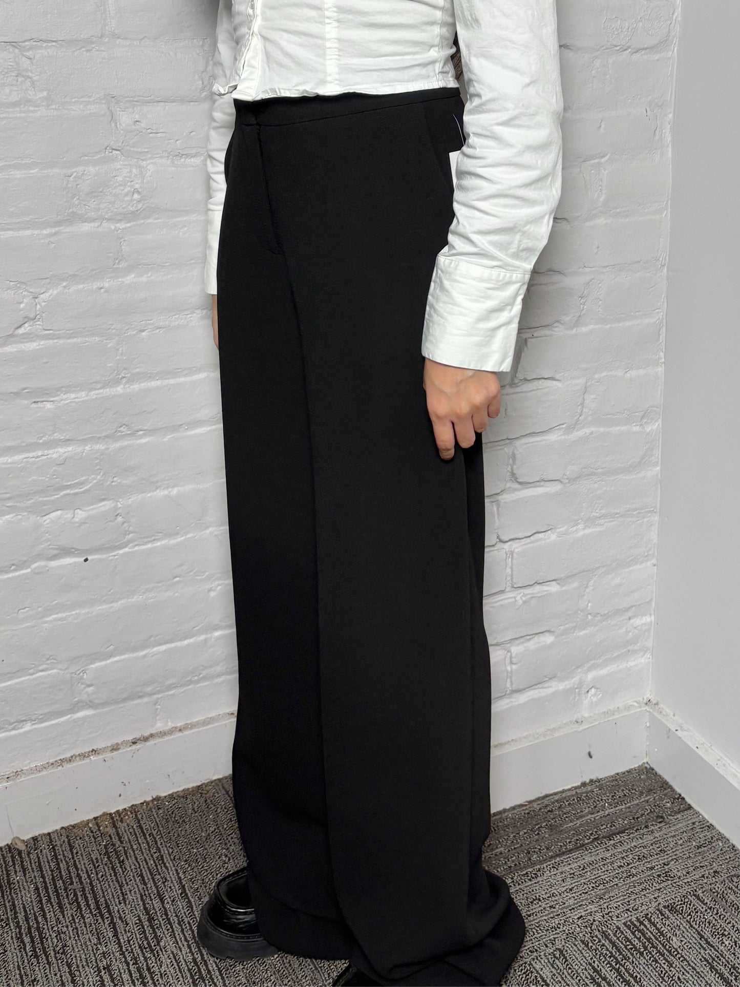 Women Size 2 Prabal Gurung Black Tuxedo Flowy Leg Pants