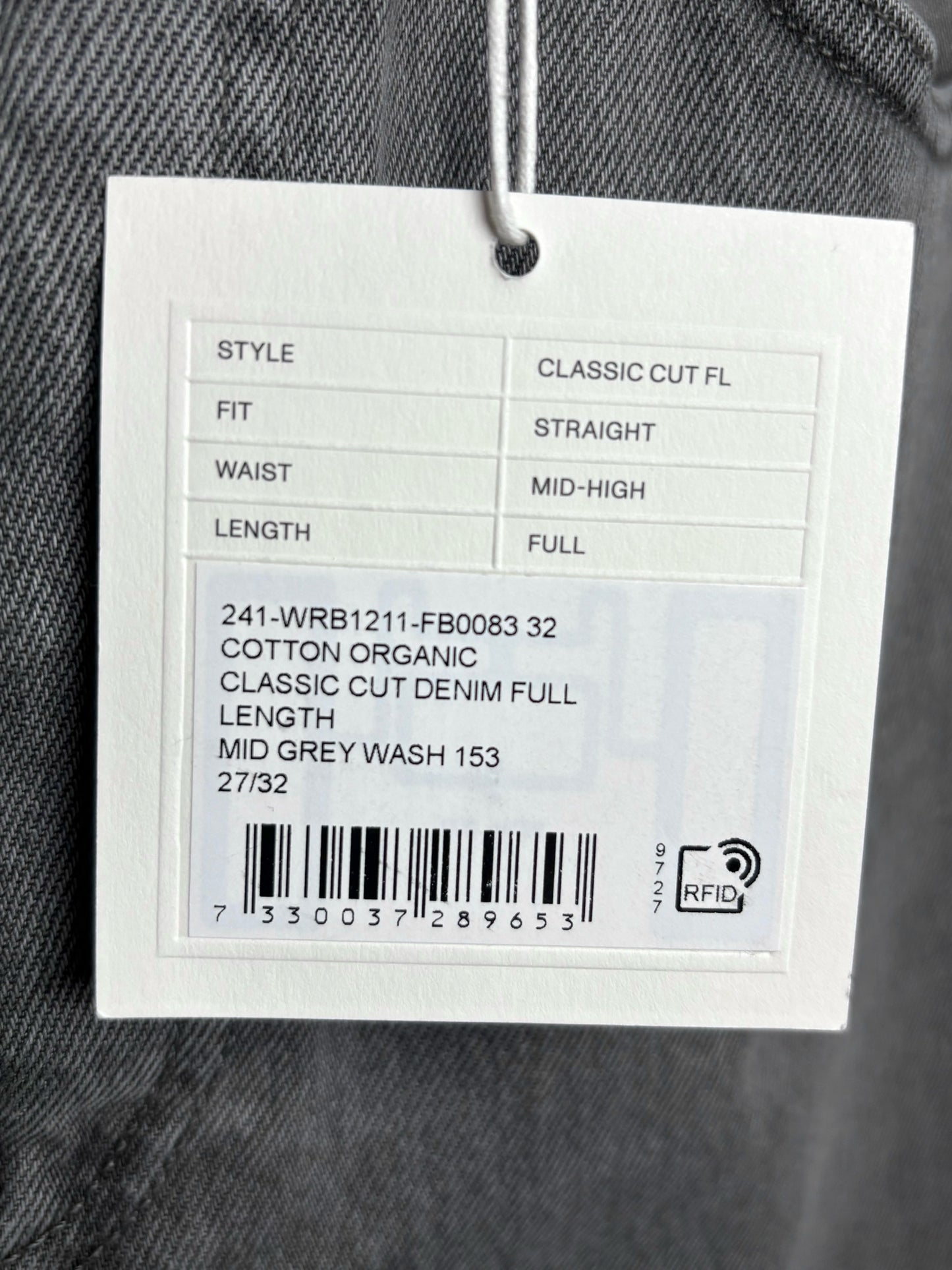 Women Size 27 (4) Toteme Gray Solid Denim NWT Classic Cut Jeans