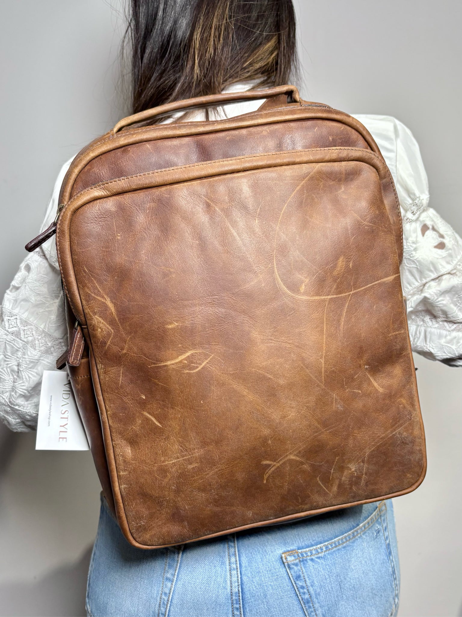 brown leather men's backpack Moore & Giles Brown Leather Men's Backpack