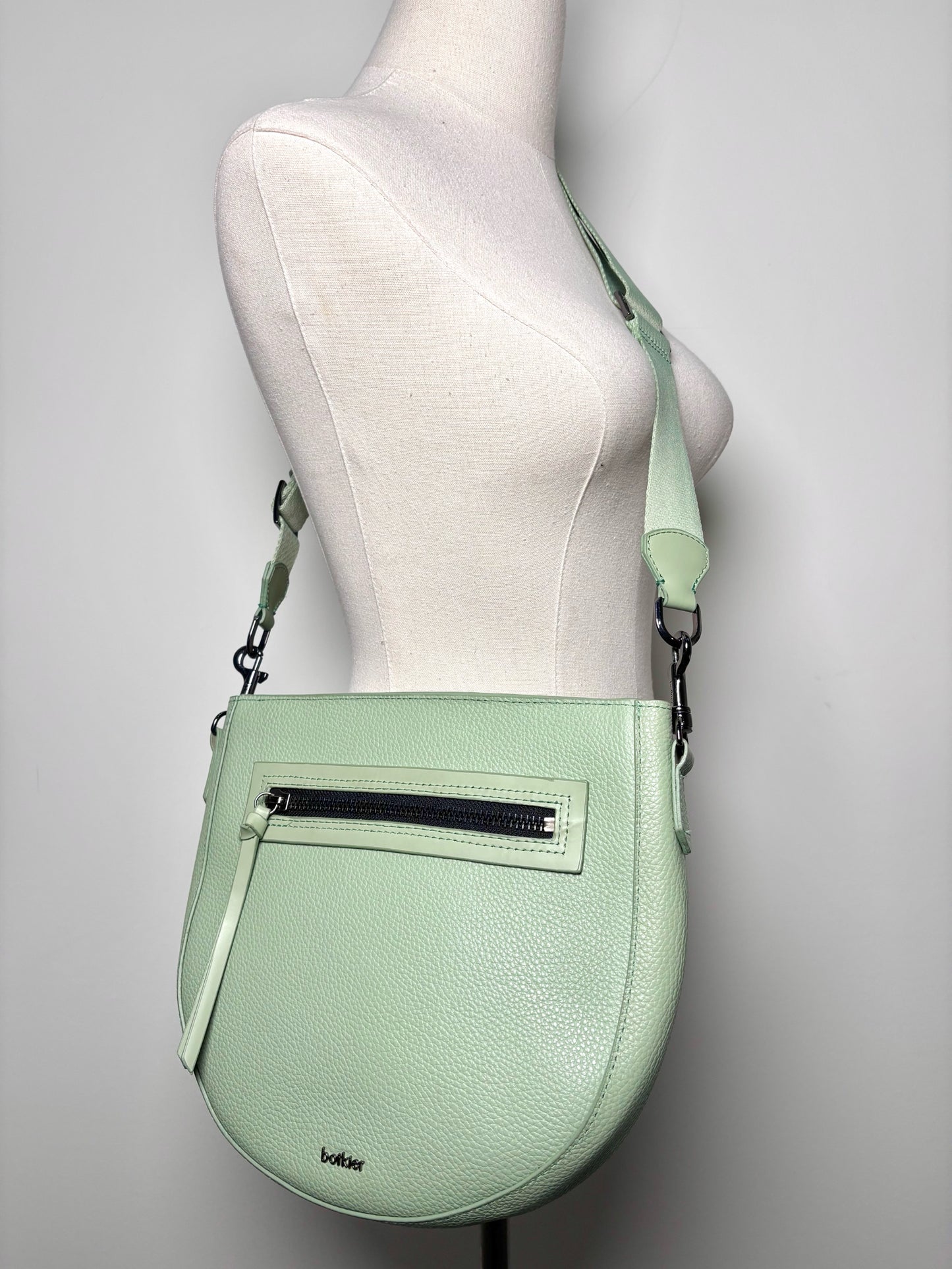 Botkier New York Solid Leather Pistachio Green Saddle Bag