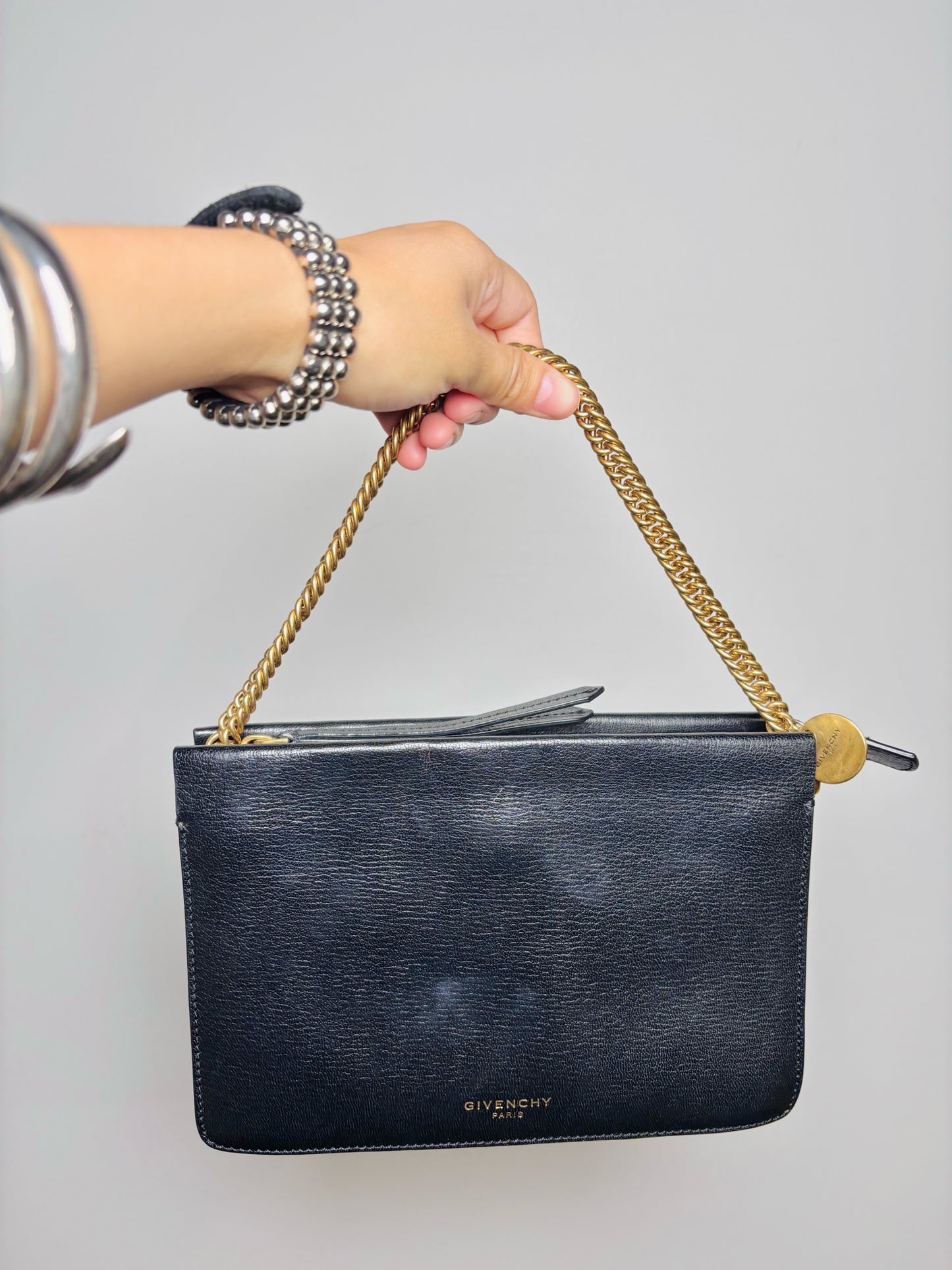 Givenchy Solid Leather Black Goatskin 3 Crossbody Purse