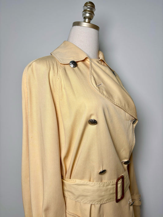 Women Size 8 Christian Dior Yellow Solid Trench Coat