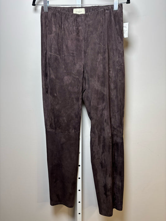 Women Size 46 Via Masini 80 Brown Solid Suede Leather Pants