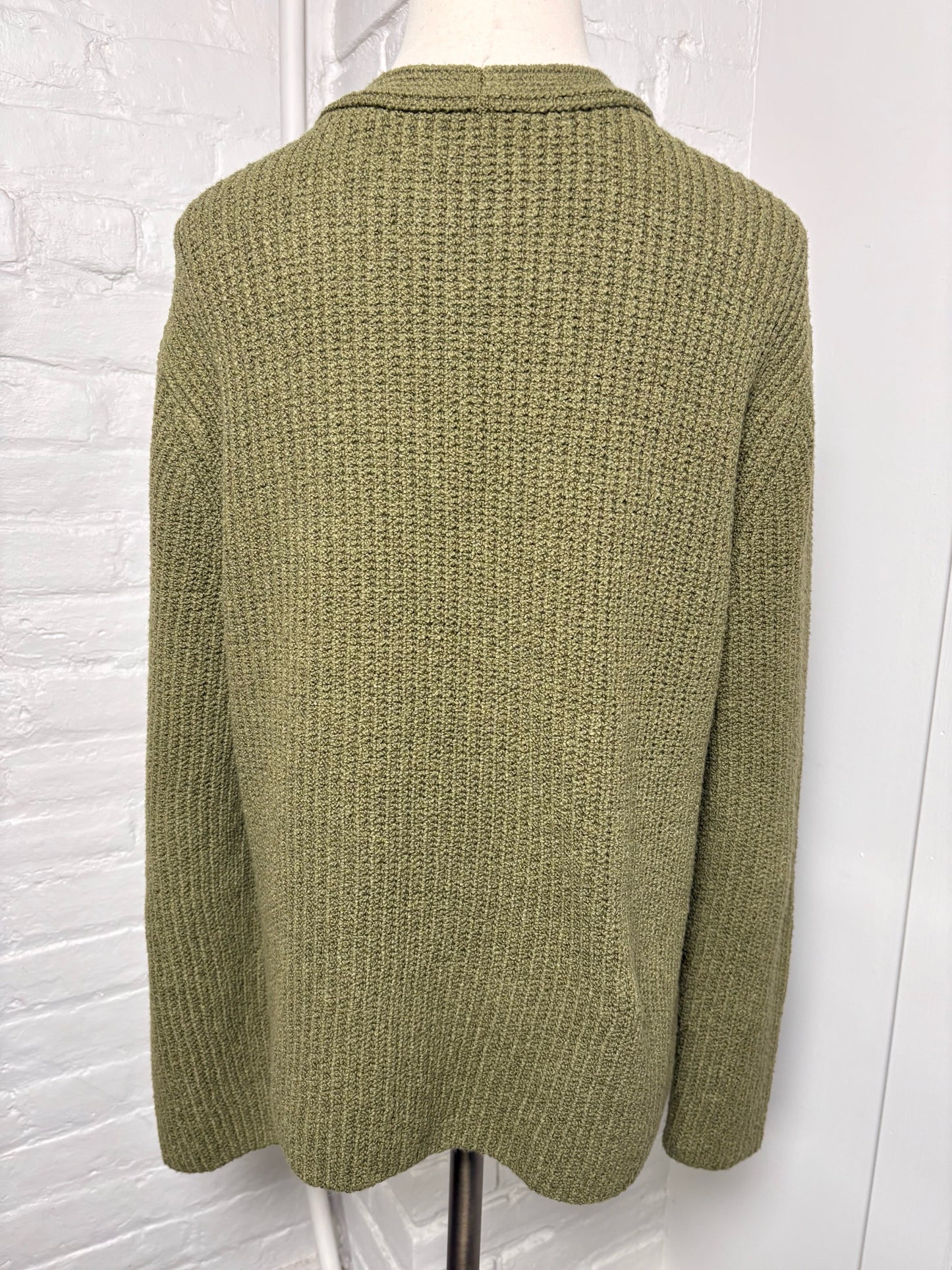 Women Size M Vince Dark Green Ribbed Cotton Sweater