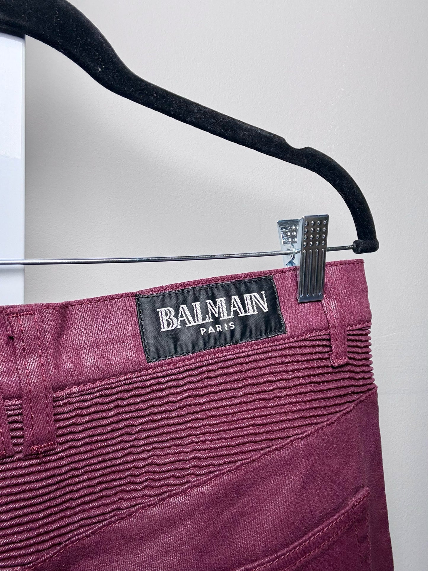 Balmain Burgundy 100% Cotton Men's Pants