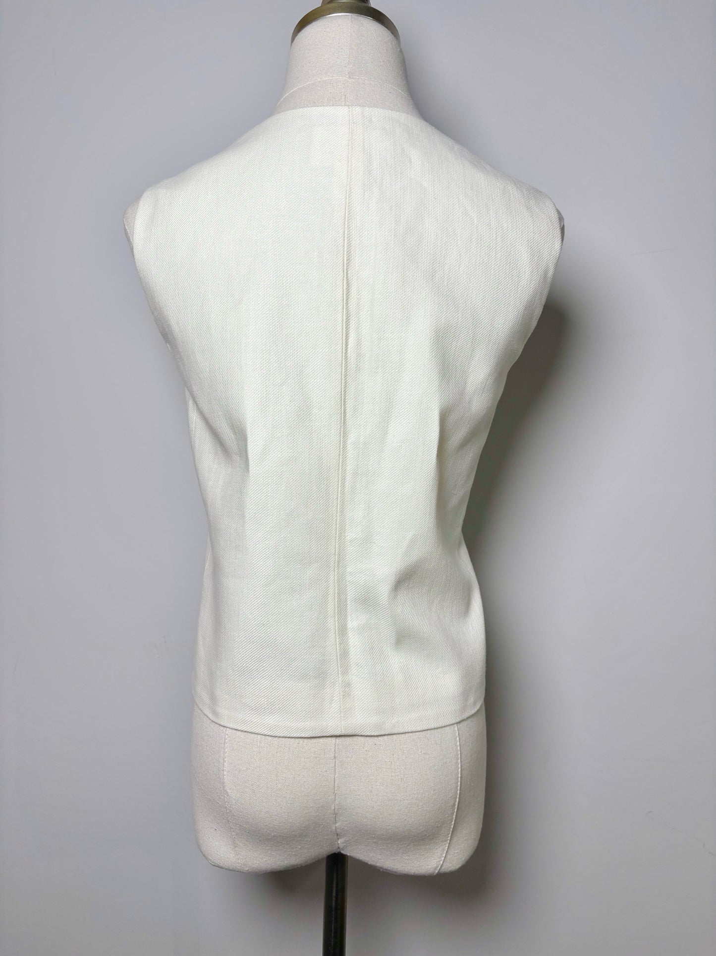 Women Size 8 Maison 123 Paris Cream Solid Cotton, Linen Vest