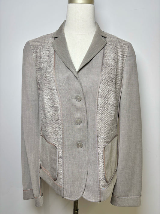 Women Size 12 Akris Punto Gray Solid Wool Blend Jacket
