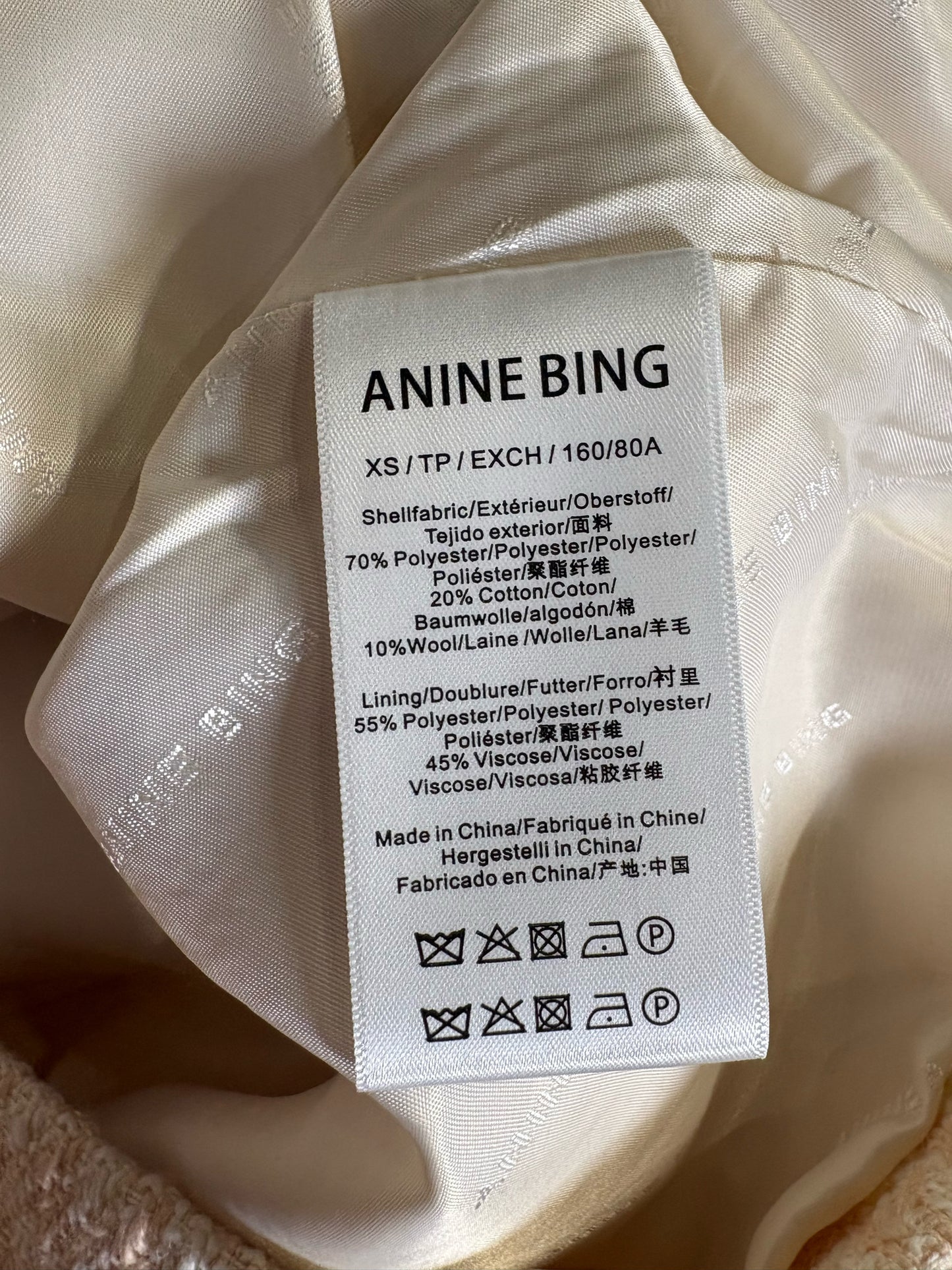 Women Size XS Anine Bing Janet Peach, Cream Houndstooth Pre-owned Jacket