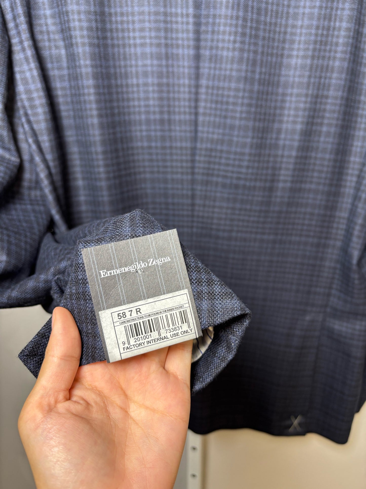 Ermenegildo Zegna Blue Silk Checkered Men's Mens Size 48R Blazer