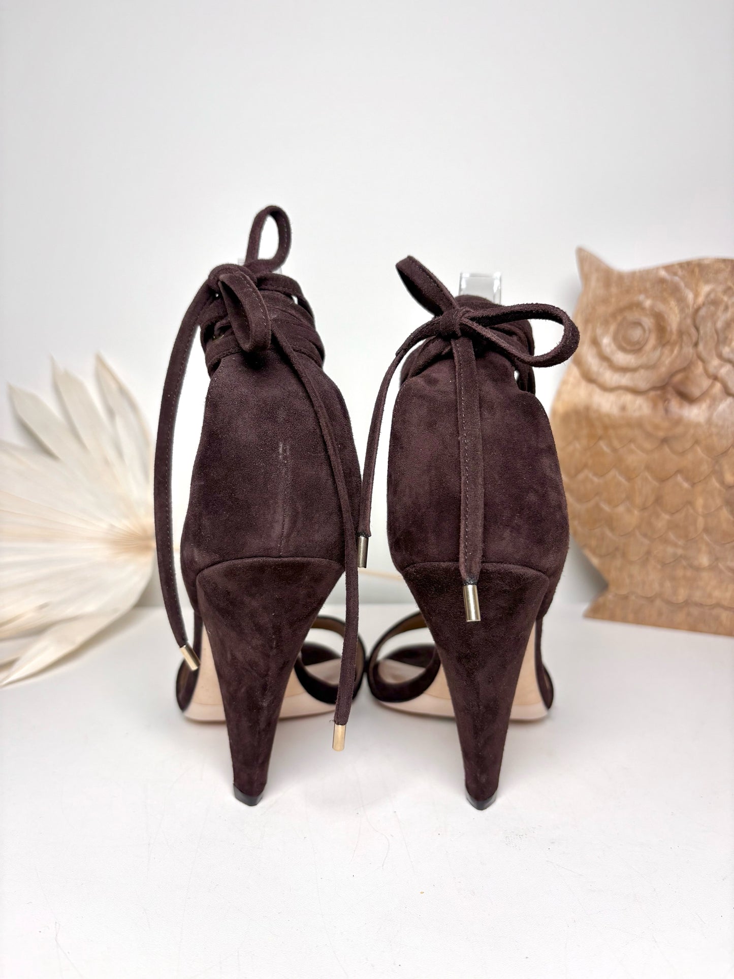 W Shoe Size 37 Tamara Mellon Brown Suede Heels