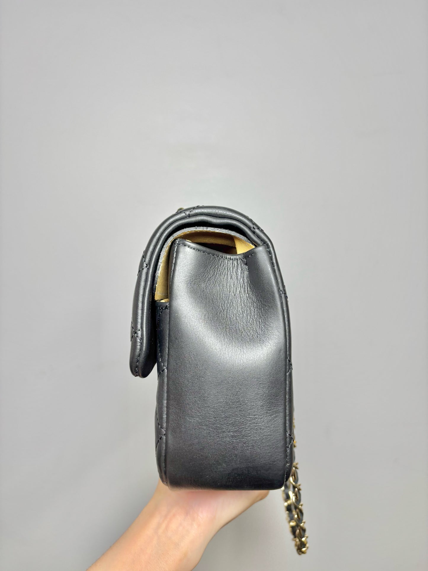 No Label Solid Leather Black Cowhide Flap Purse
