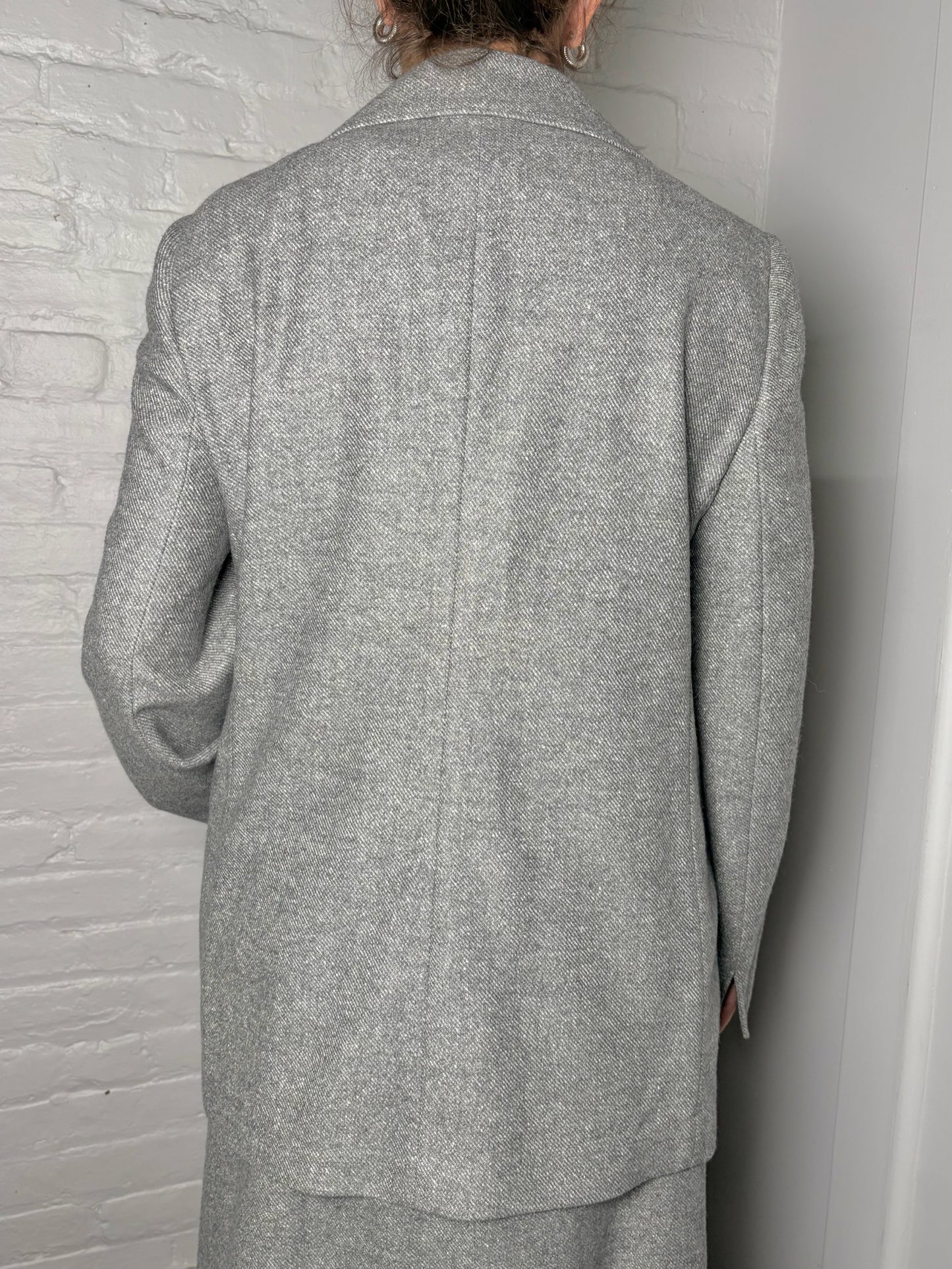 Women Size 16 Akris Punto Gray Tweed Wool, Silk Blazer