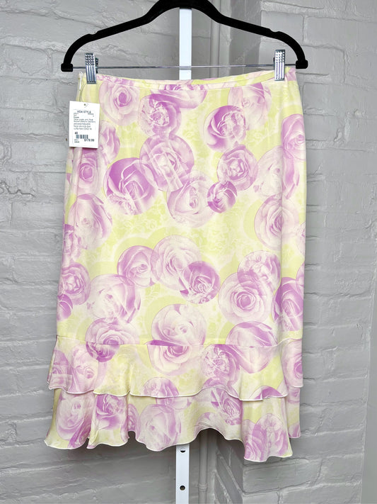 Women Size 40 Escada Yellow, purple, pink Floral Skirt