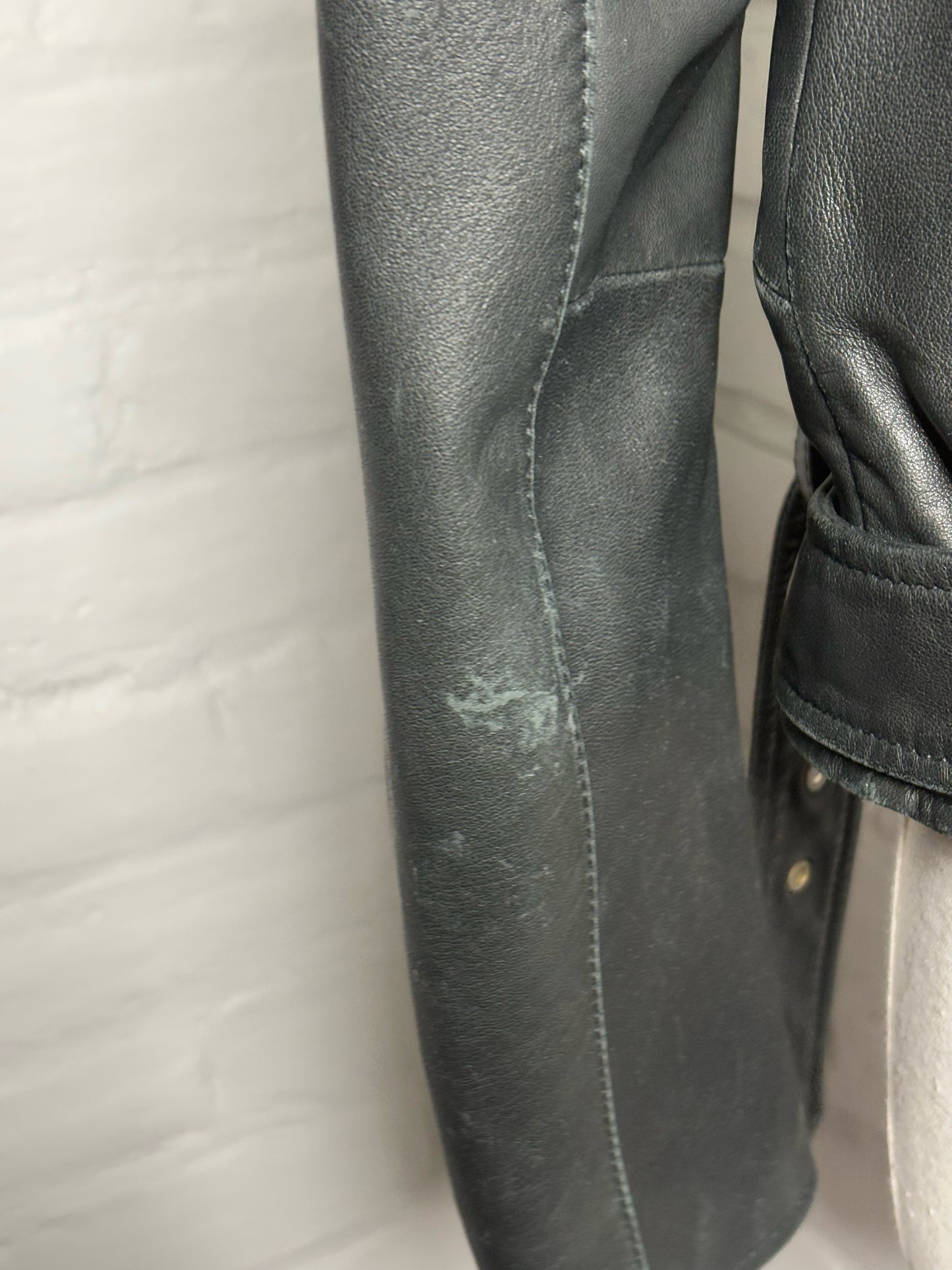 Women Size S All Saints Black Solid Leather Jacket