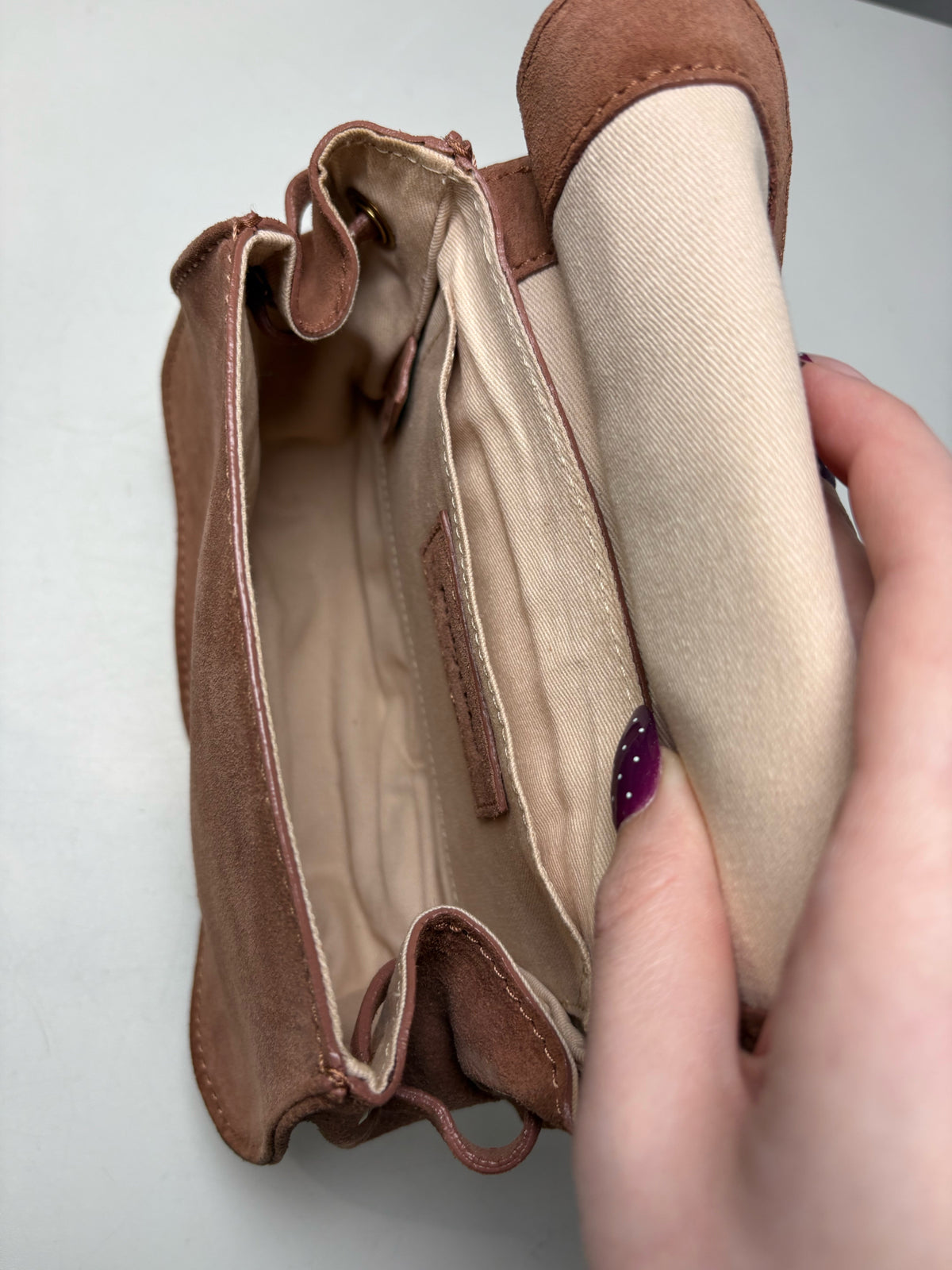 Women's See by Chloé Collins Small Auburn Leather Suede Pre-Owned Saddle Crossbody Bag