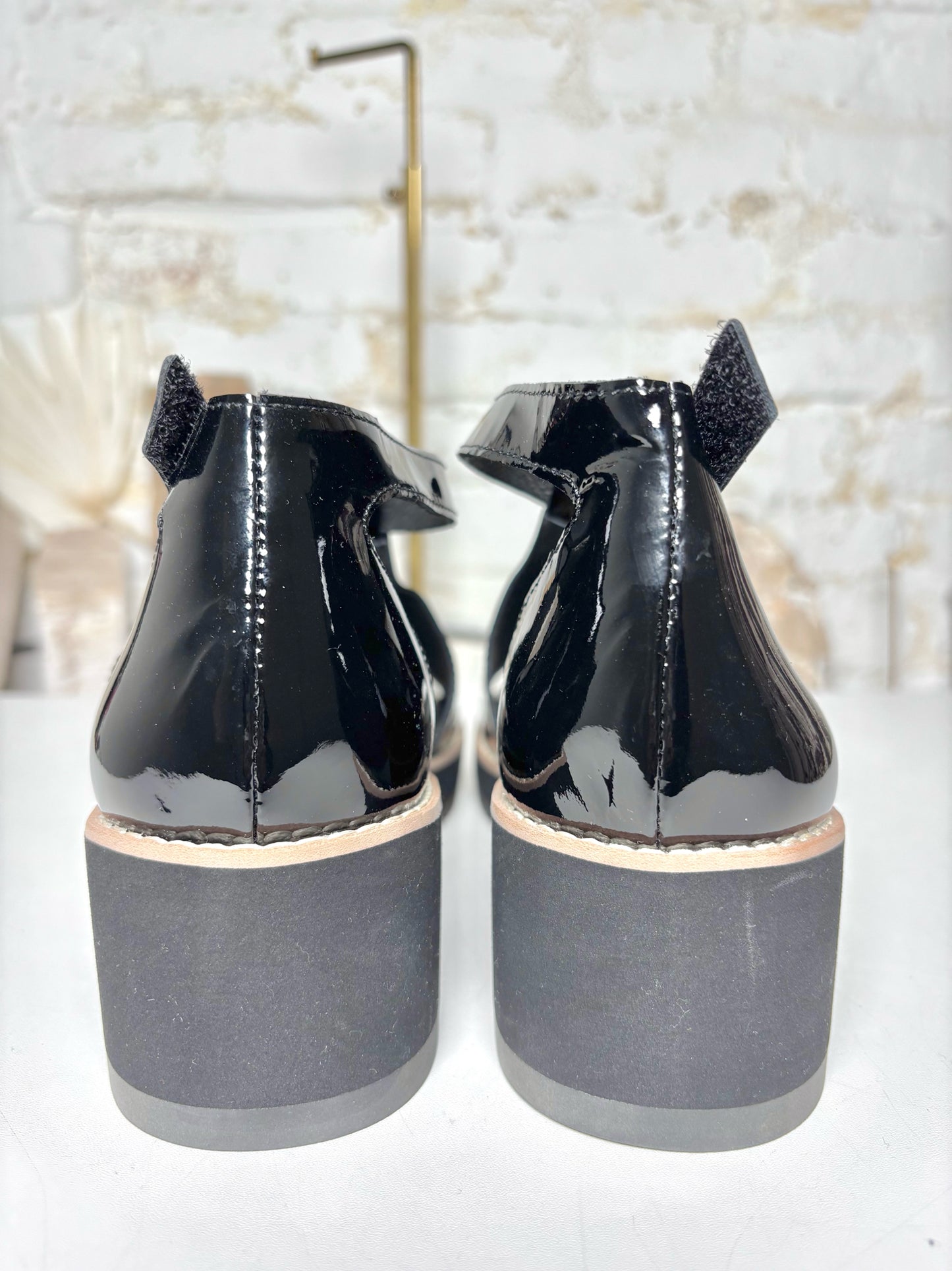 W Shoe Size 7.5 Eileen Fisher Black Leather Patent NWOT Wedges