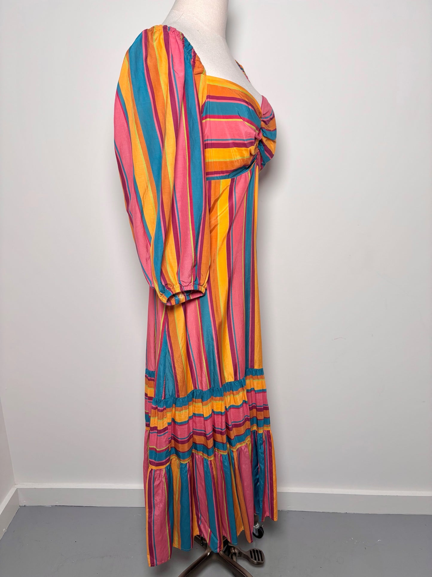 Women Size L Farm Rio x Antrhopologie Rainbow Stripe Dress