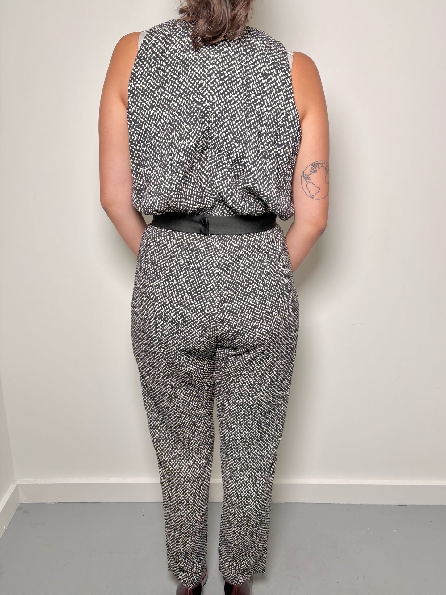 Women Size 8 Max Mara Black Print Jumpsuit