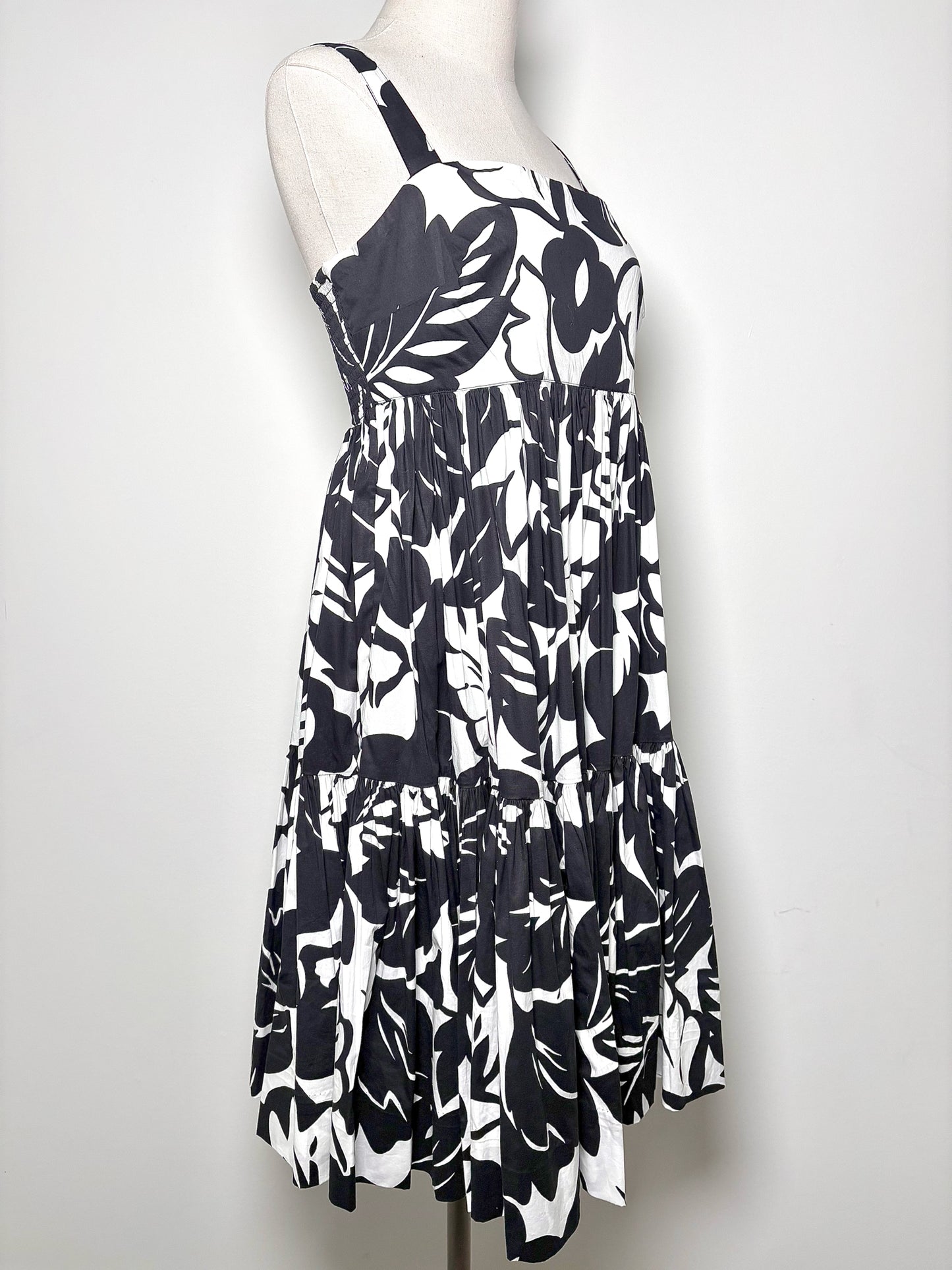 Women Size L Kate Spade New York Black, White Floral Cotton Dress