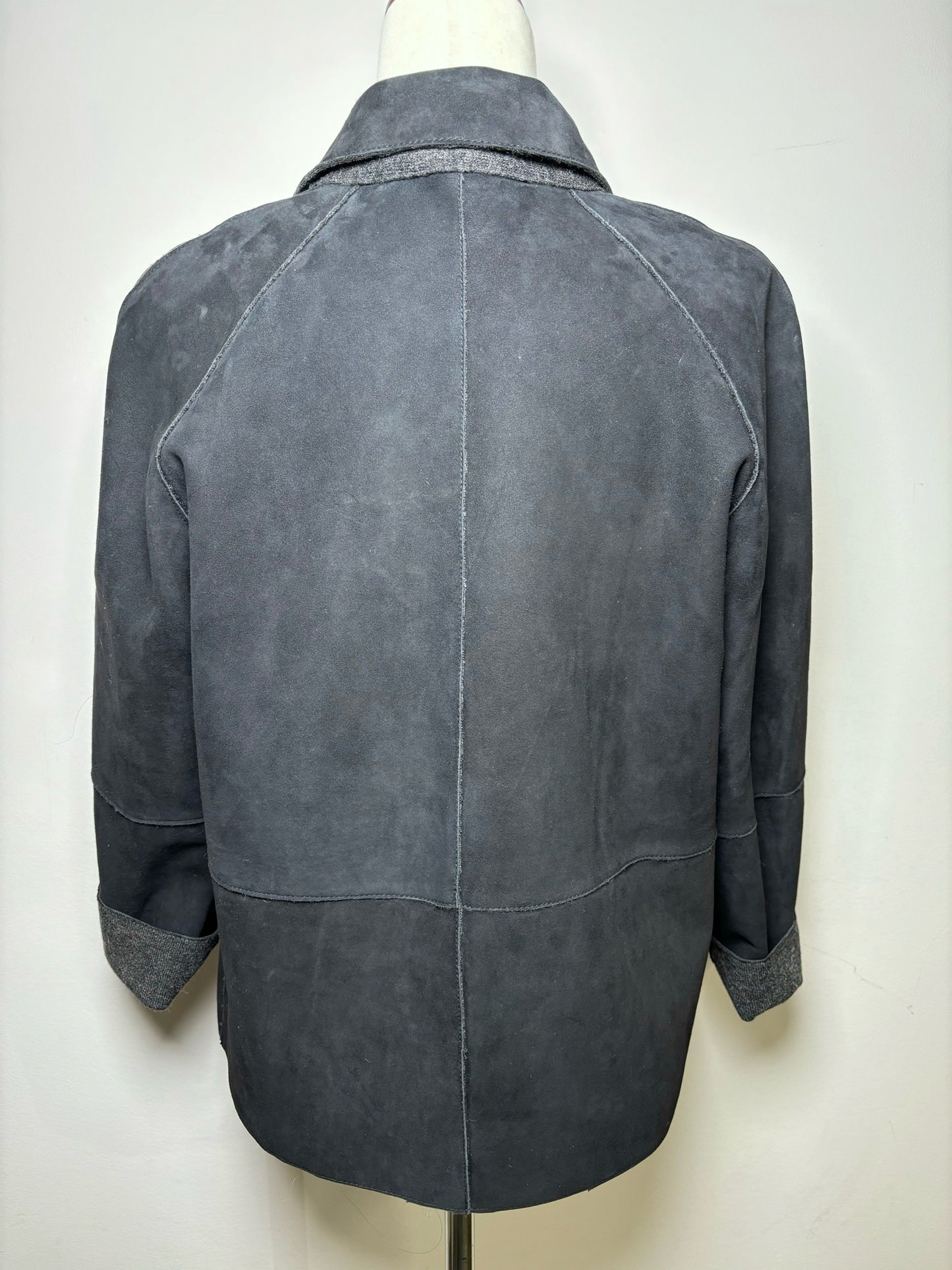 Women Size M Verdura Pelle Black Solid Suede Leather Jacket